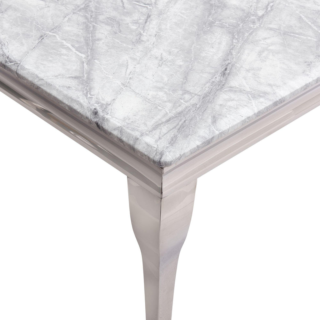 Merida Grey Marble Effect and Chrome Dining Table 150cm