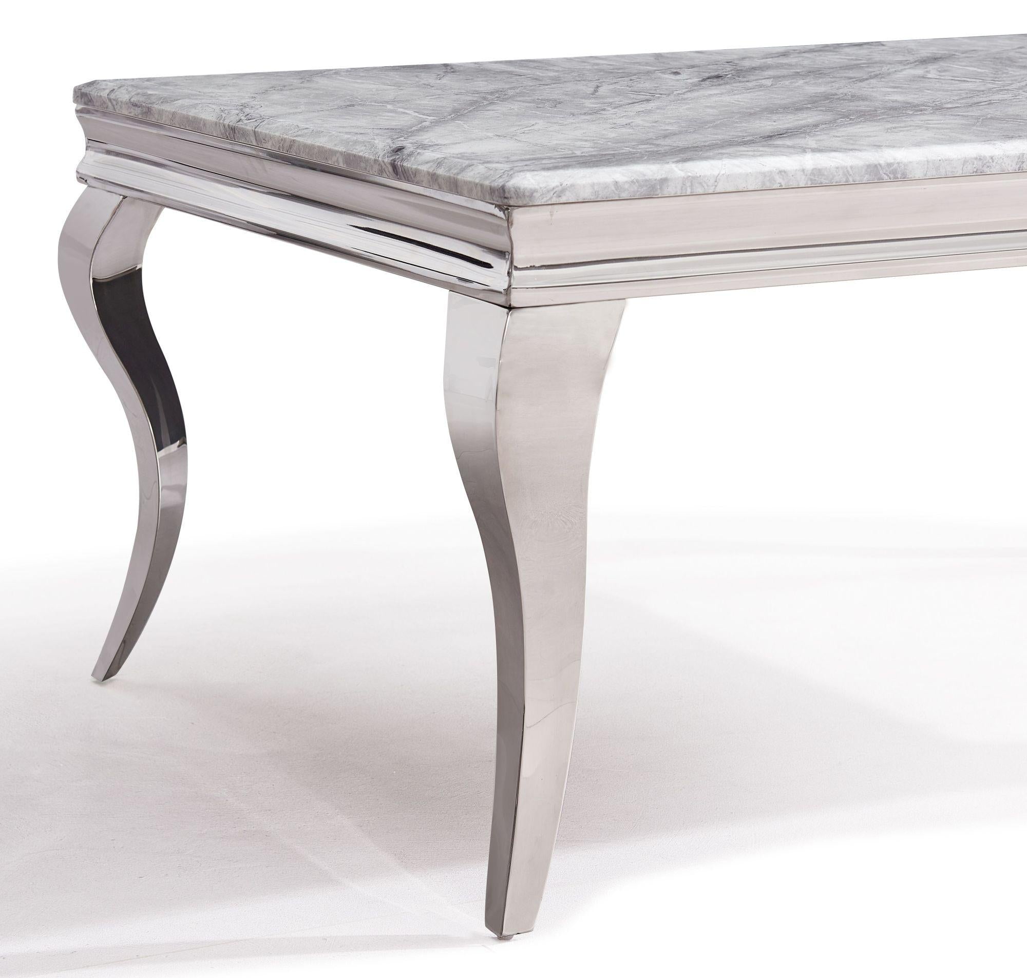 Merida Grey Marble Effect and Chrome Dining Table 150cm