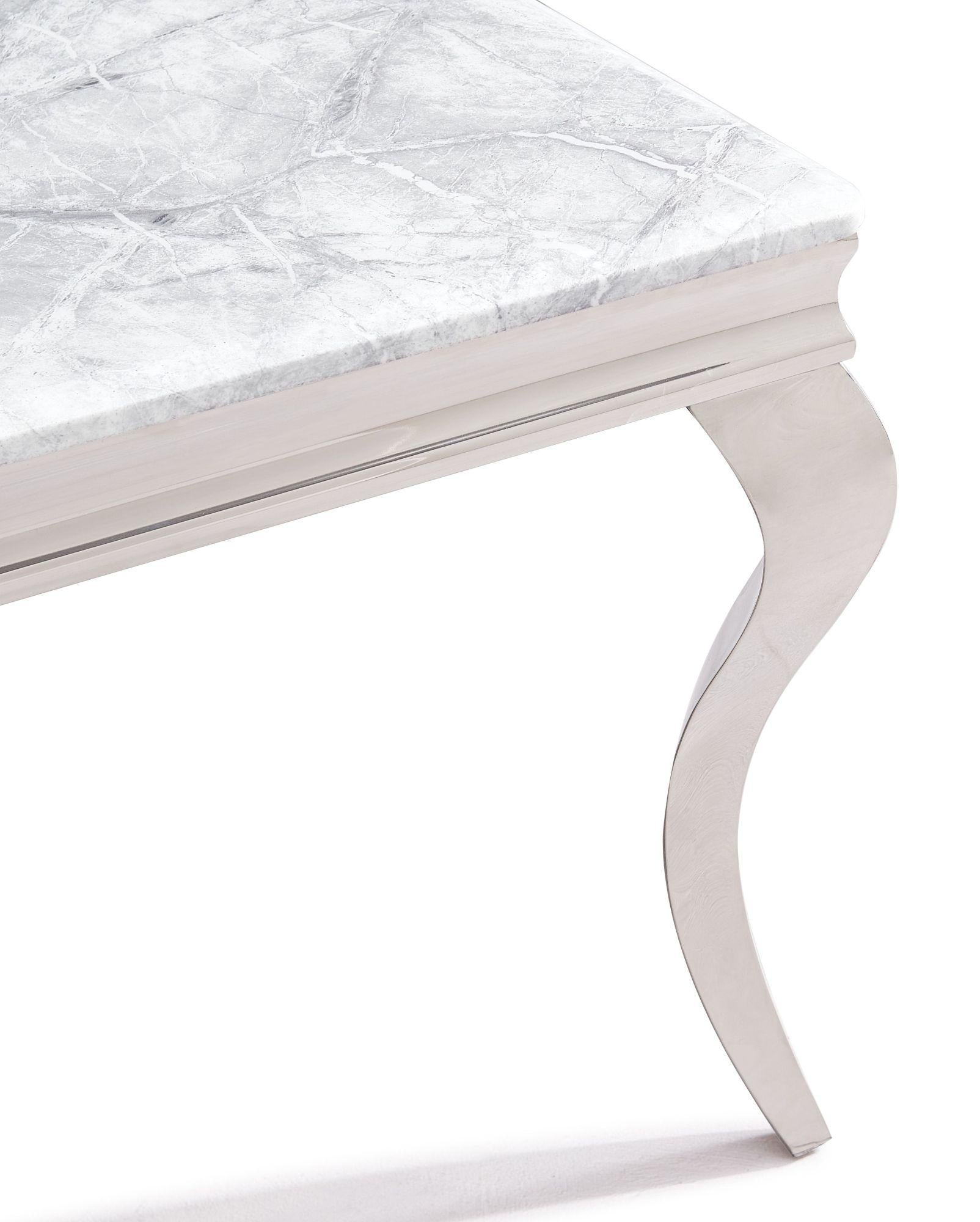 Merida Grey Marble Effect and Chrome Dining Table 150cm