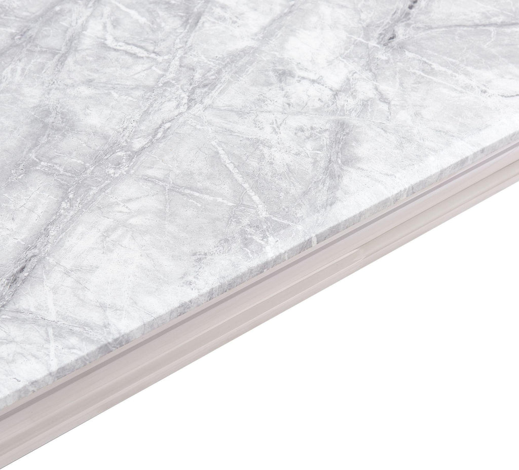 Merida Grey Marble Effect and Chrome Dining Table 150cm