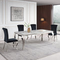 Merida Grey Marble Effect and Chrome Dining Table 150cm