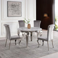 Merida Grey Marble Effect and Chrome Round Dining Table 120cm