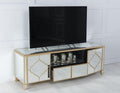 Aurelia Mirrored Gold Trim TV Stand