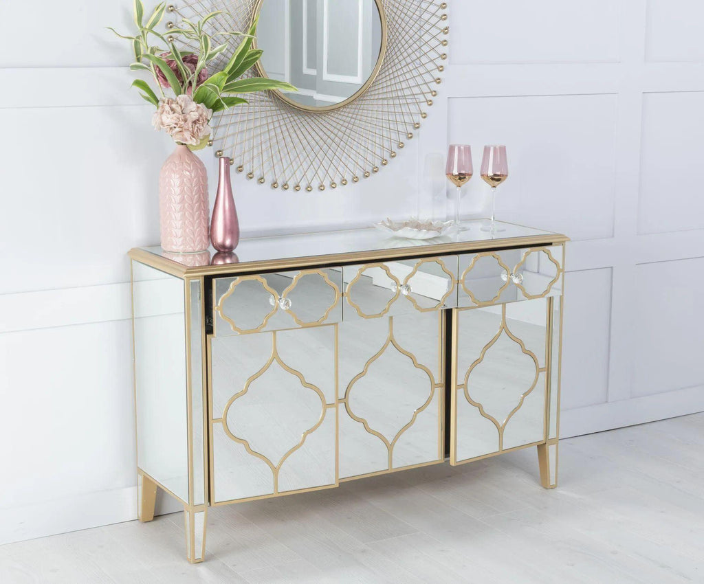 Aurelia Mirrored Gold Trim Sideboard