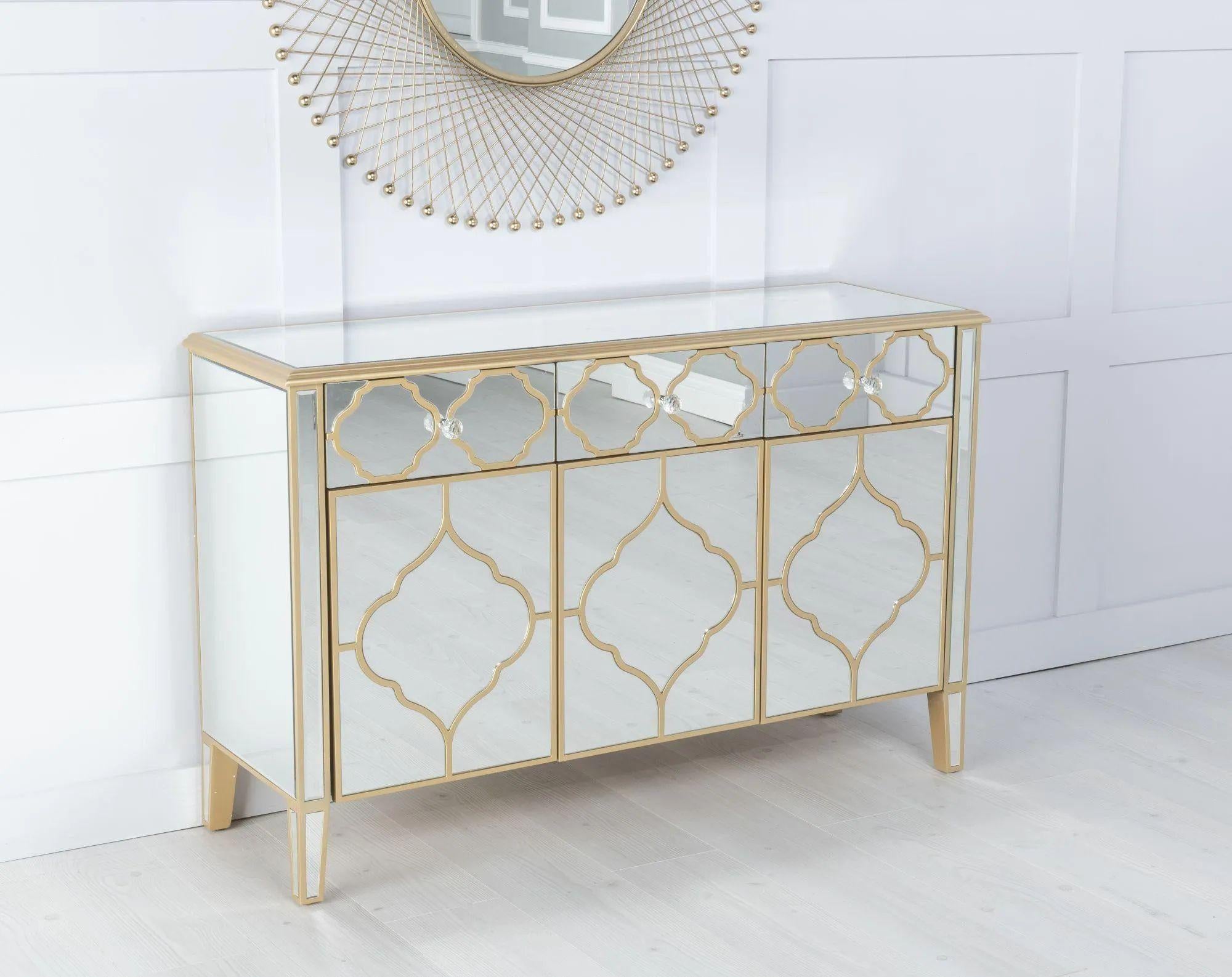 Aurelia Mirrored Gold Trim Sideboard