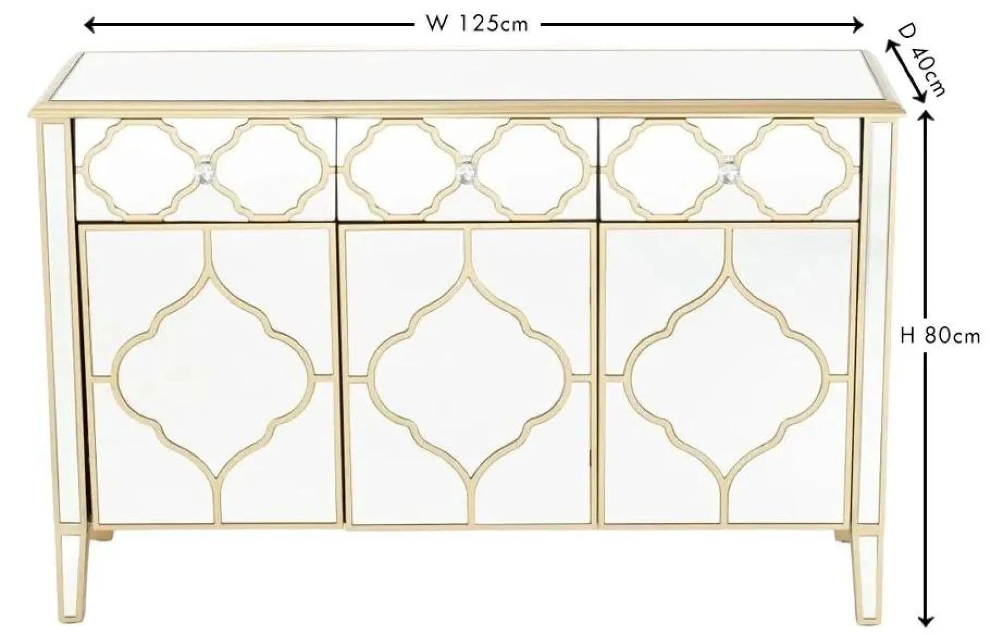 Aurelia Mirrored Gold Trim Sideboard