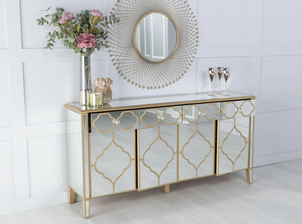 Aurelia Mirrored Gold Trim Sideboard