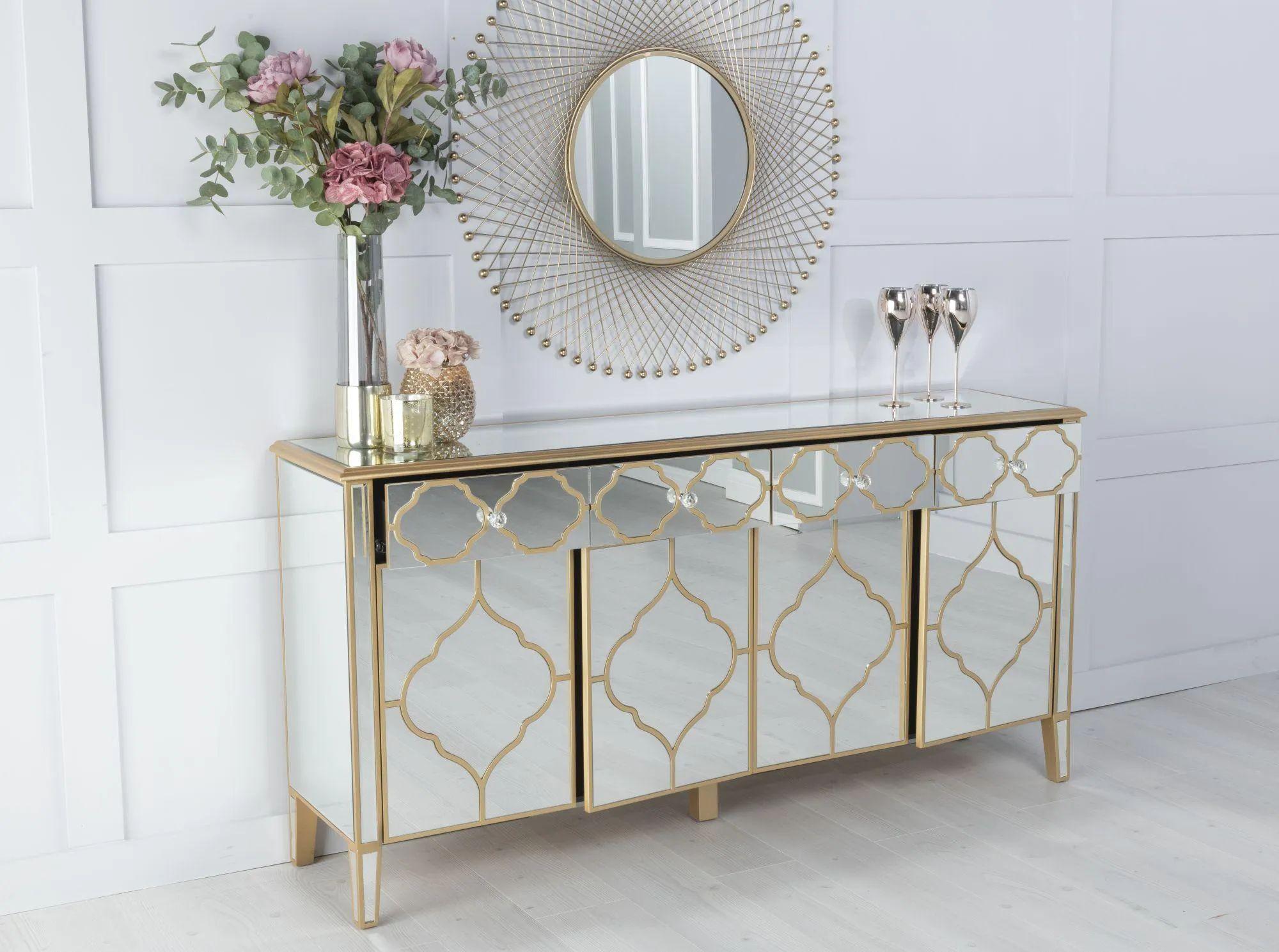 Aurelia Mirrored Gold Trim Sideboard