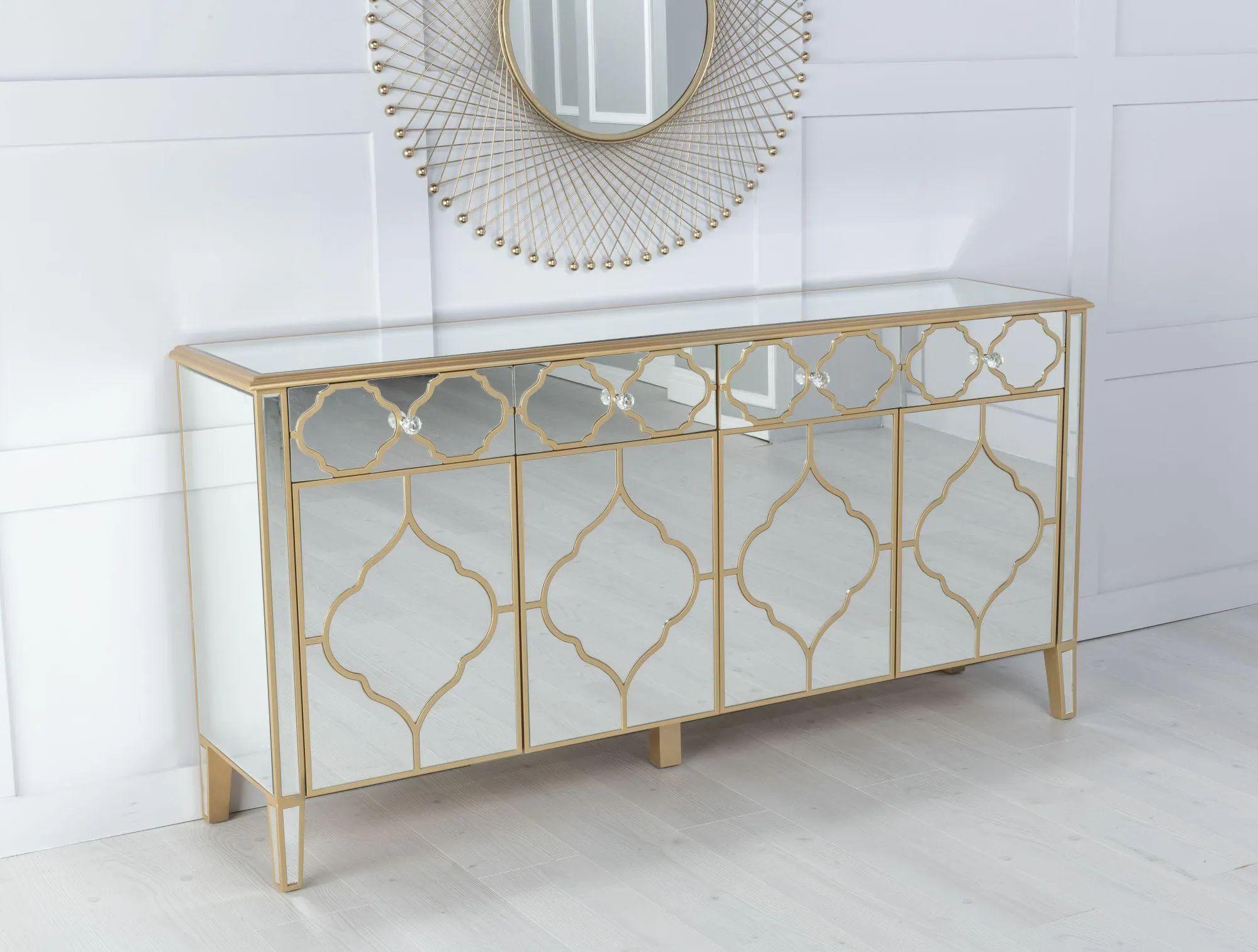 Aurelia Mirrored Gold Trim Sideboard