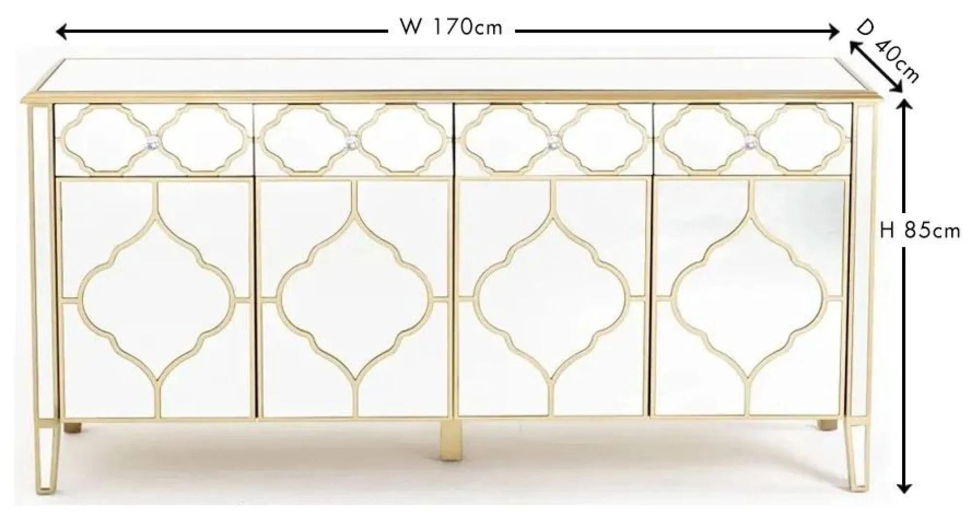 Aurelia Mirrored Gold Trim Sideboard