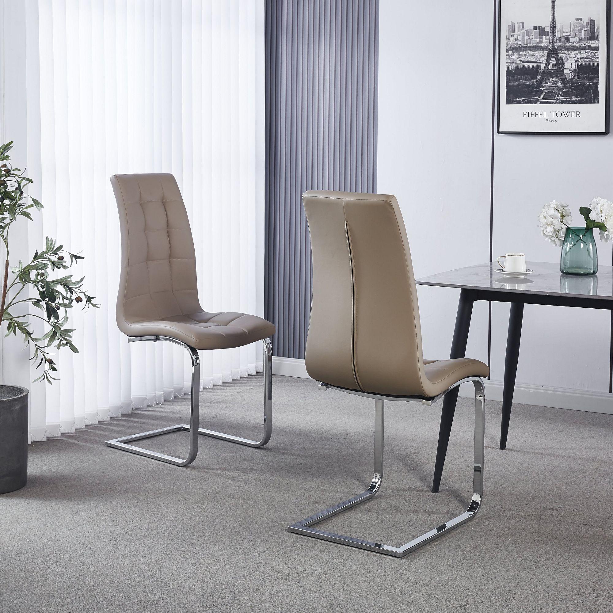 Palazzo Chrome Cantilever Faux Leather Dining Chair