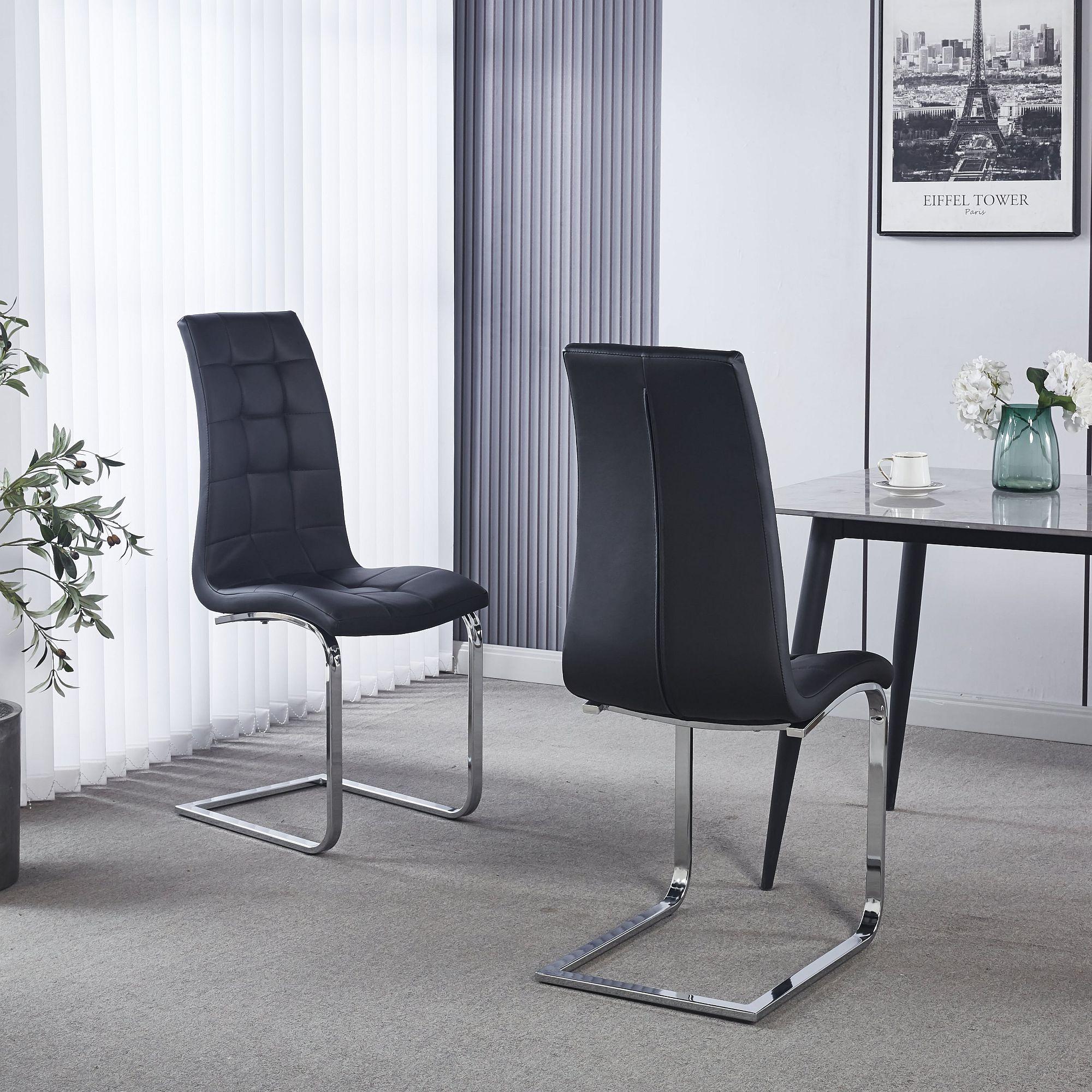 Palazzo Chrome Cantilever Faux Leather Dining Chair