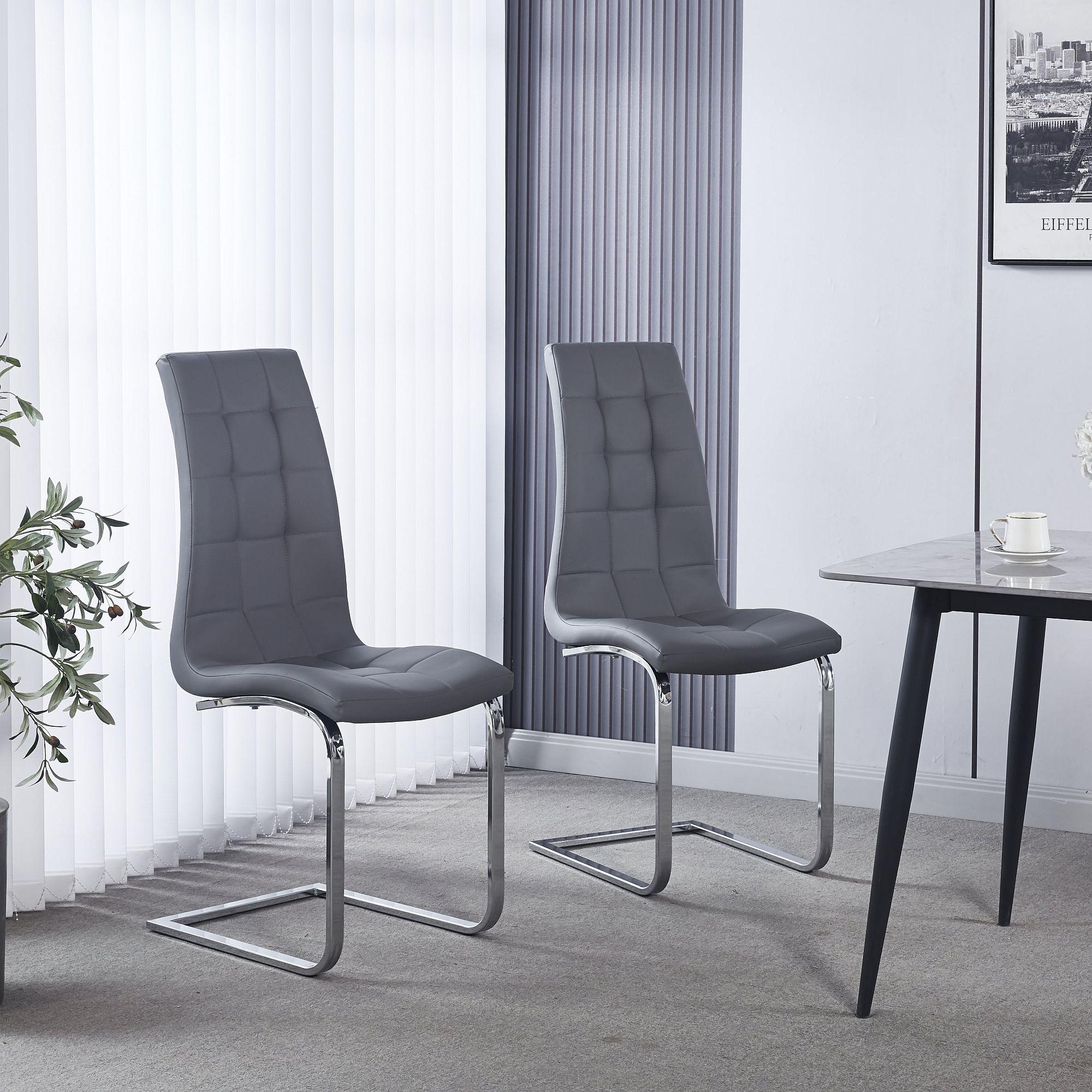 Palazzo Chrome Cantilever Faux Leather Dining Chair
