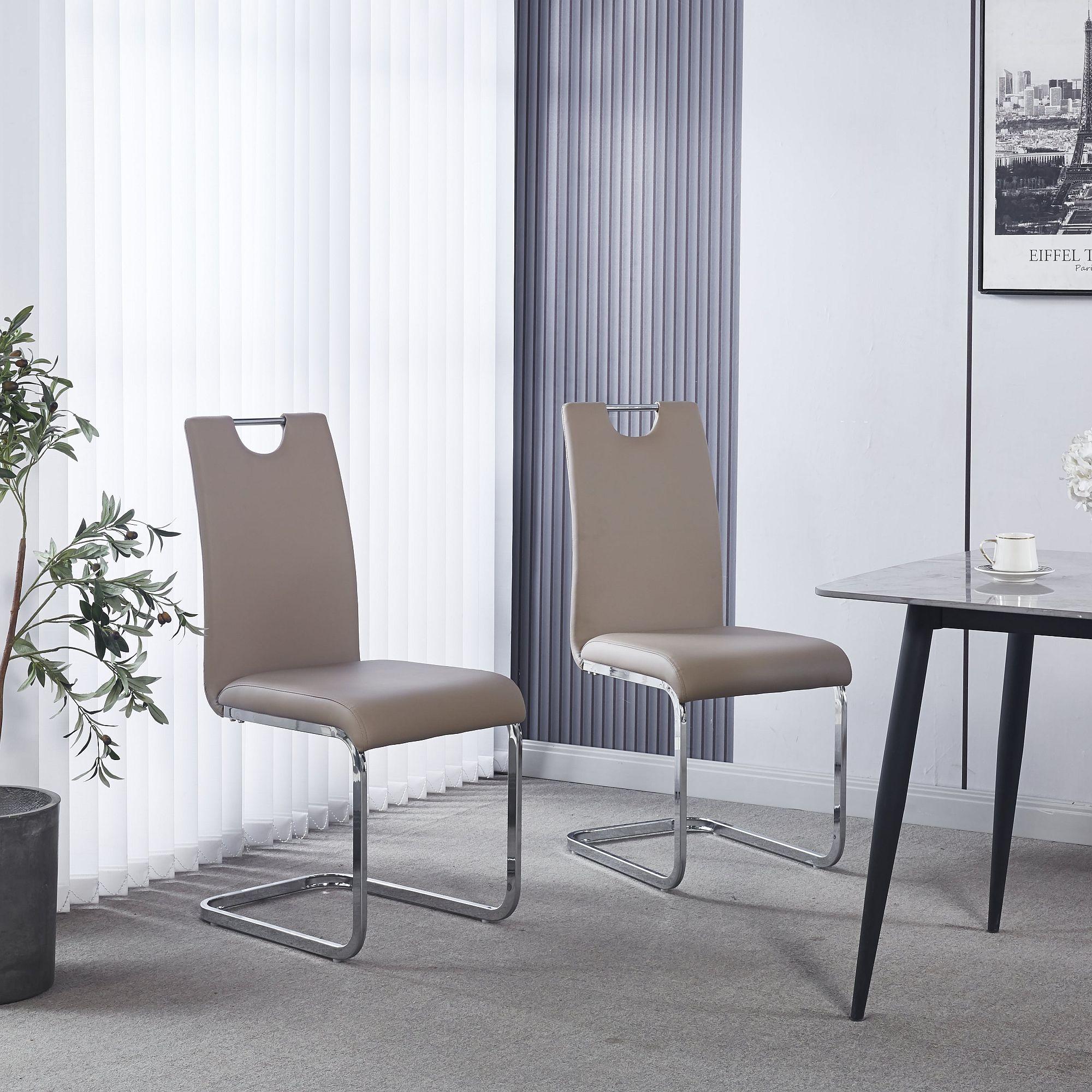 Riviera Chrome Cantilever Faux Leather Dining Chair