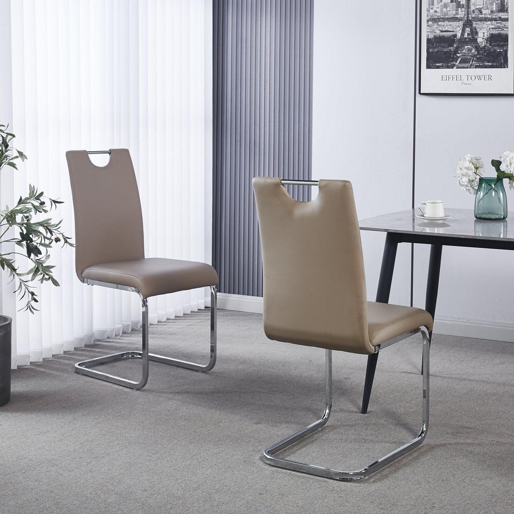 Riviera Chrome Cantilever Faux Leather Dining Chair
