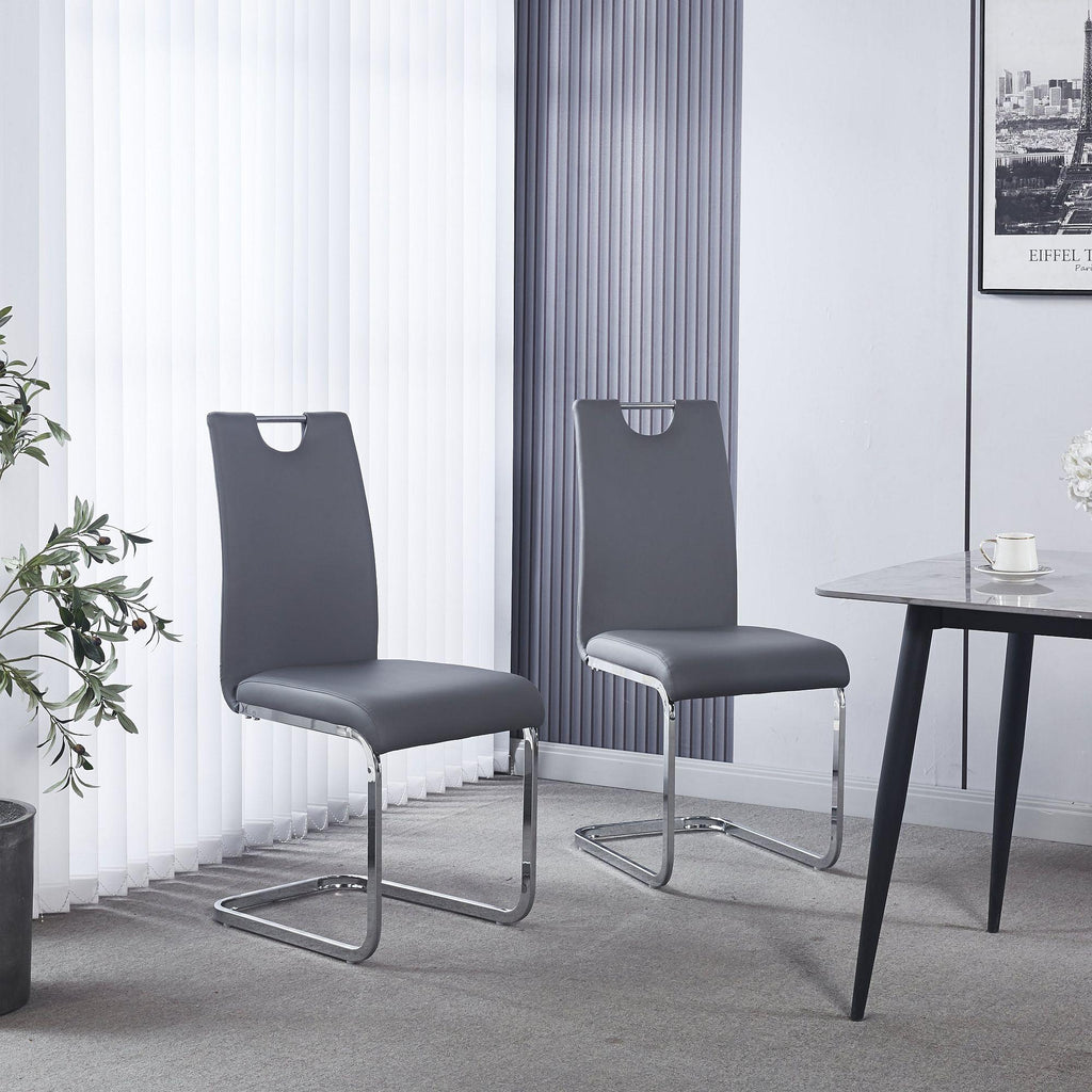Riviera Chrome Cantilever Faux Leather Dining Chair