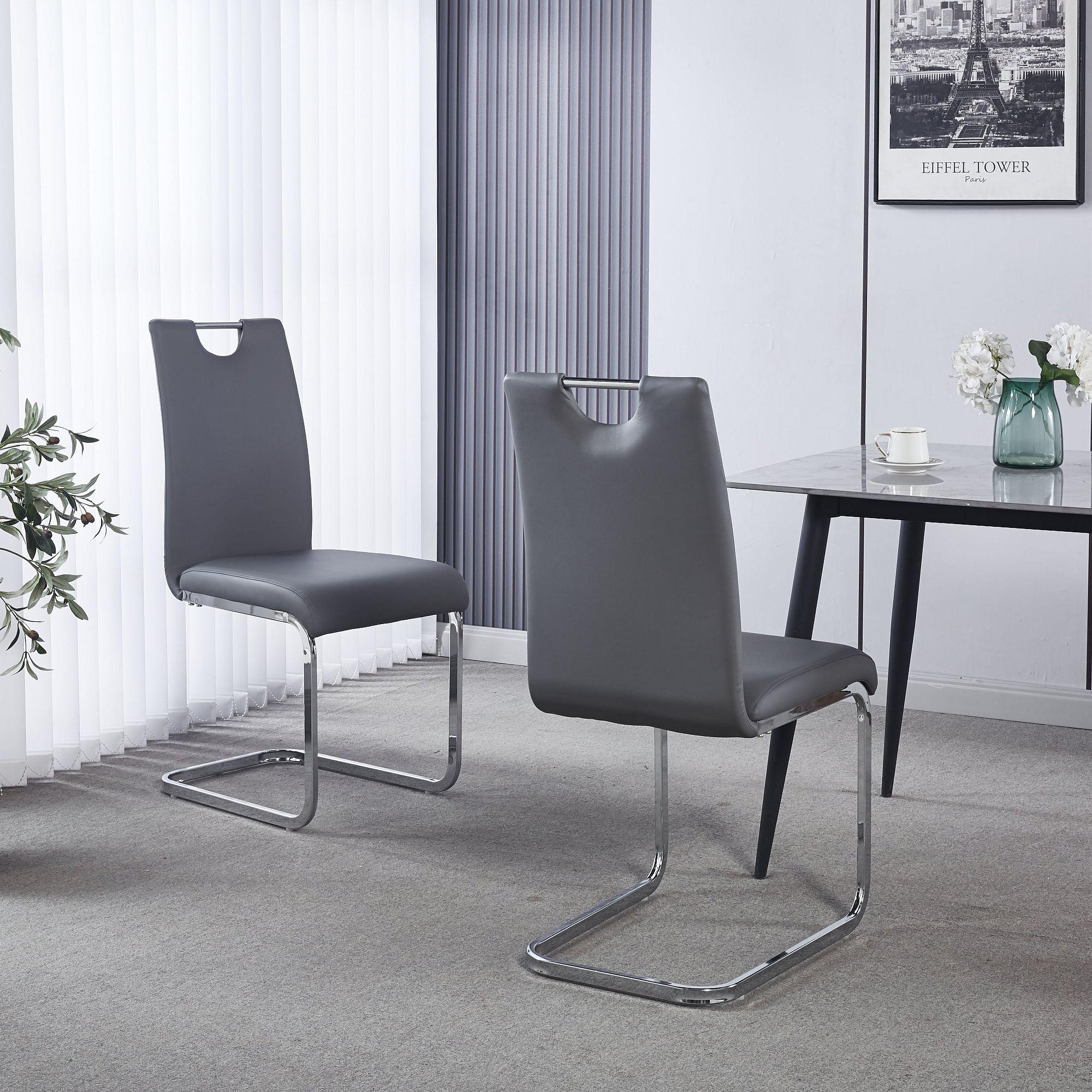 Riviera Chrome Cantilever Faux Leather Dining Chair