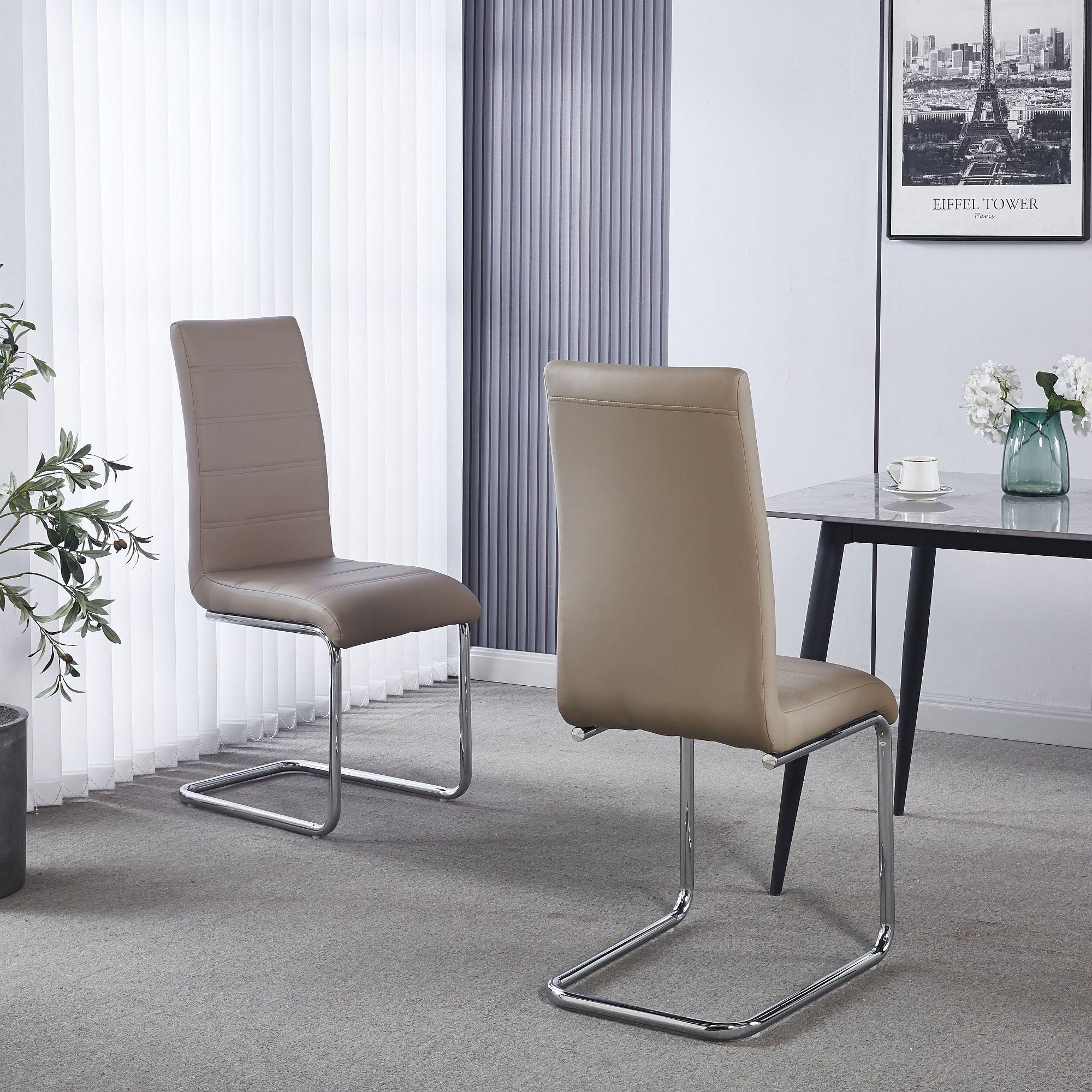 Monza Faux Leather Chrome Cantilever Dining Chair