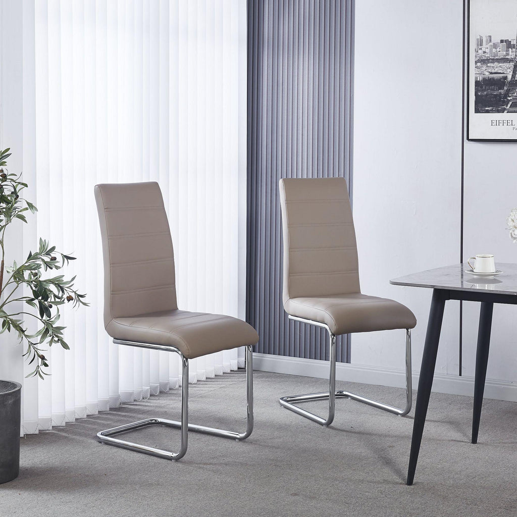 Monza Faux Leather Chrome Cantilever Dining Chair