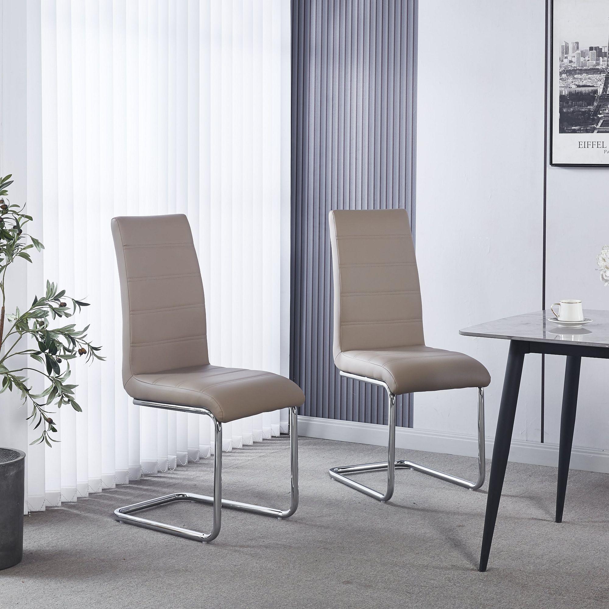 Monza Faux Leather Chrome Cantilever Dining Chair