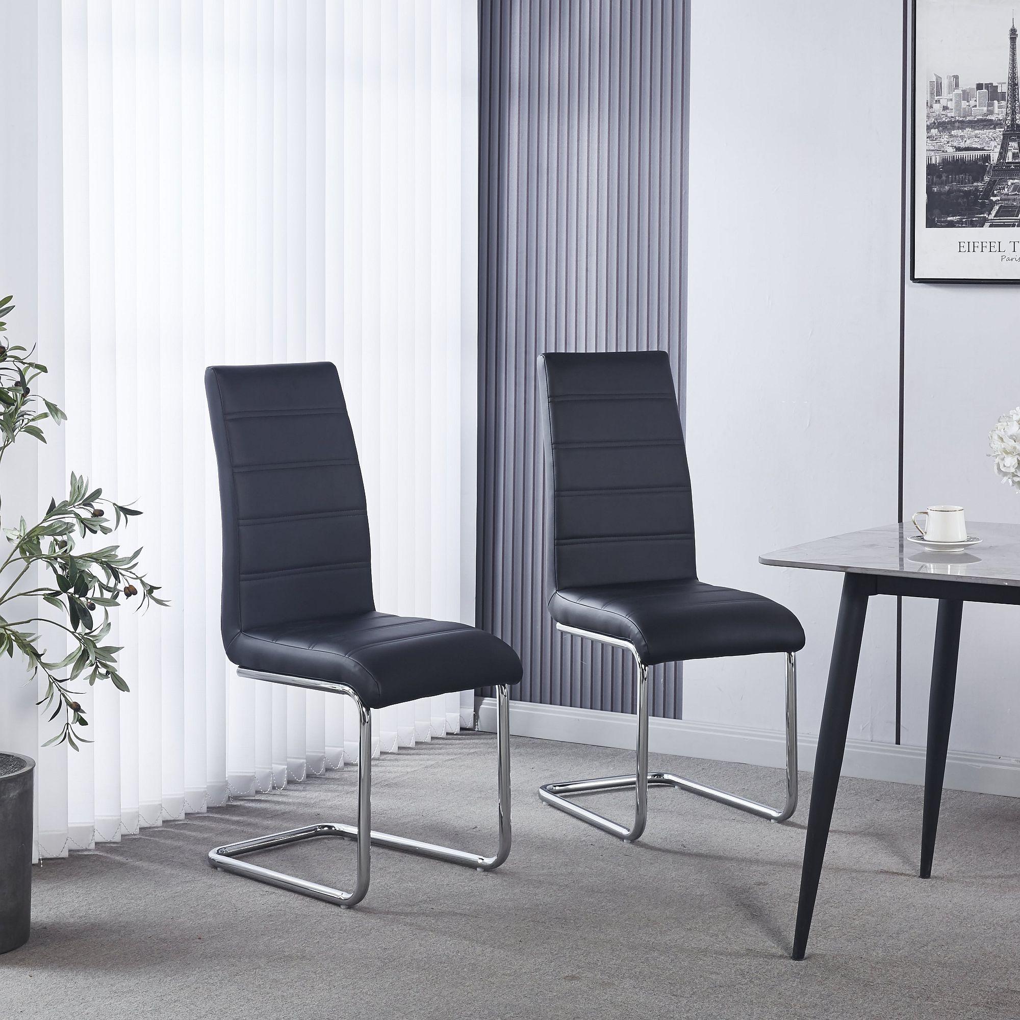 Monza Faux Leather Chrome Cantilever Dining Chair