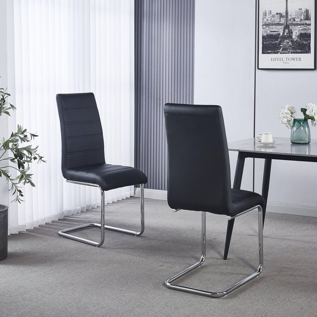 Monza Faux Leather Chrome Cantilever Dining Chair