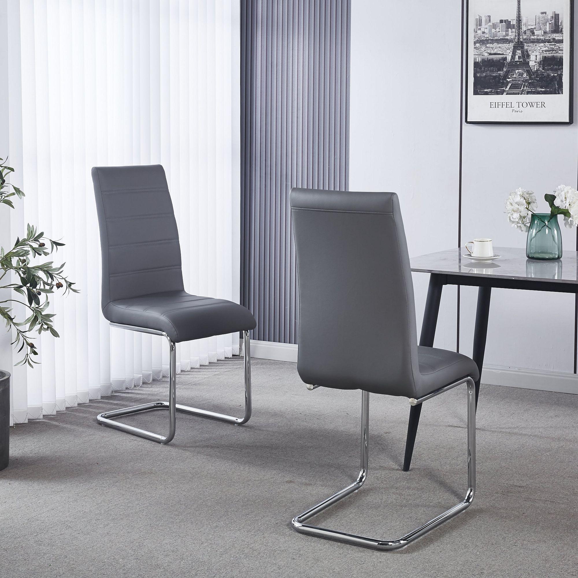 Monza Faux Leather Chrome Cantilever Dining Chair