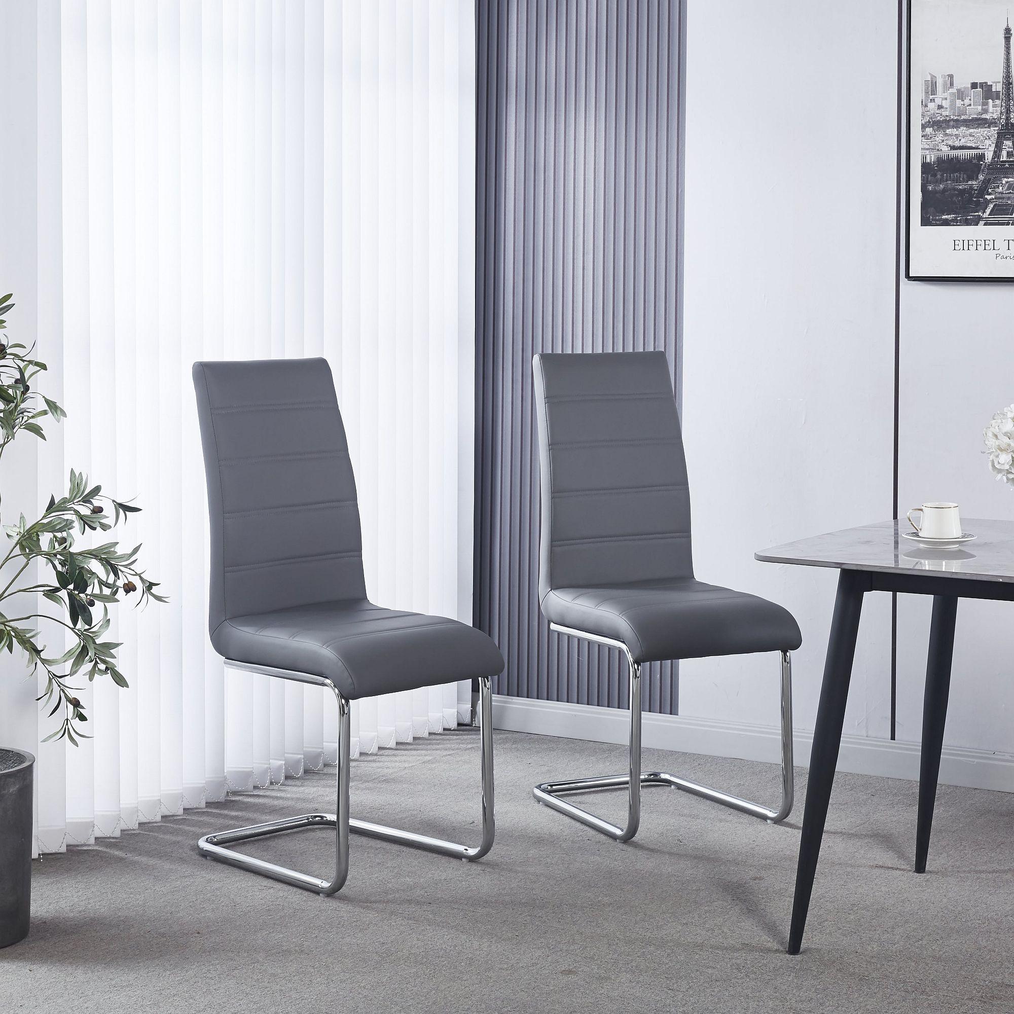 Monza Faux Leather Chrome Cantilever Dining Chair