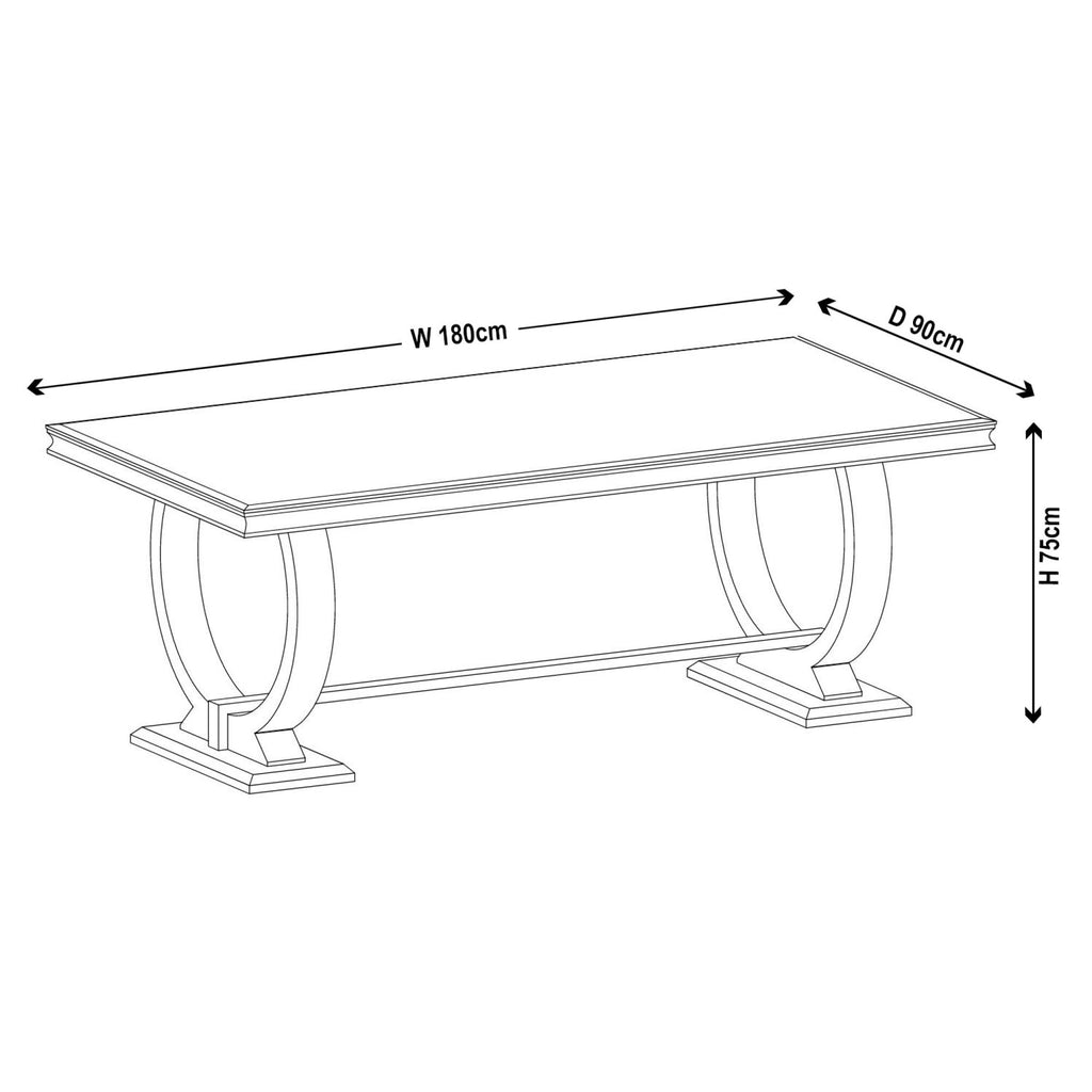 Welby Grey Engineered Marble and Stainless Steel Dining Table 180cm