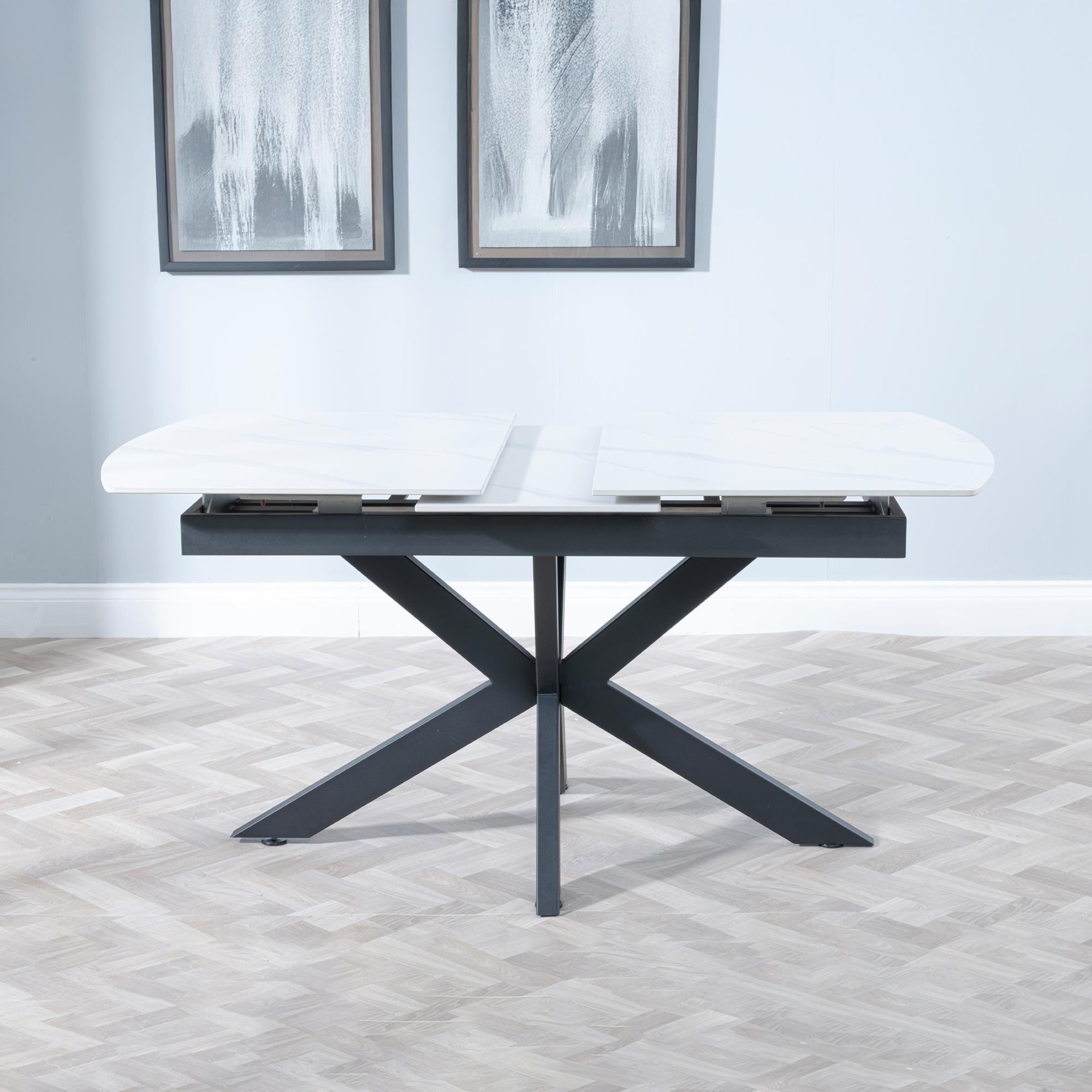Eva White Sintered Stone Extending Dining Table 140cm-180cm