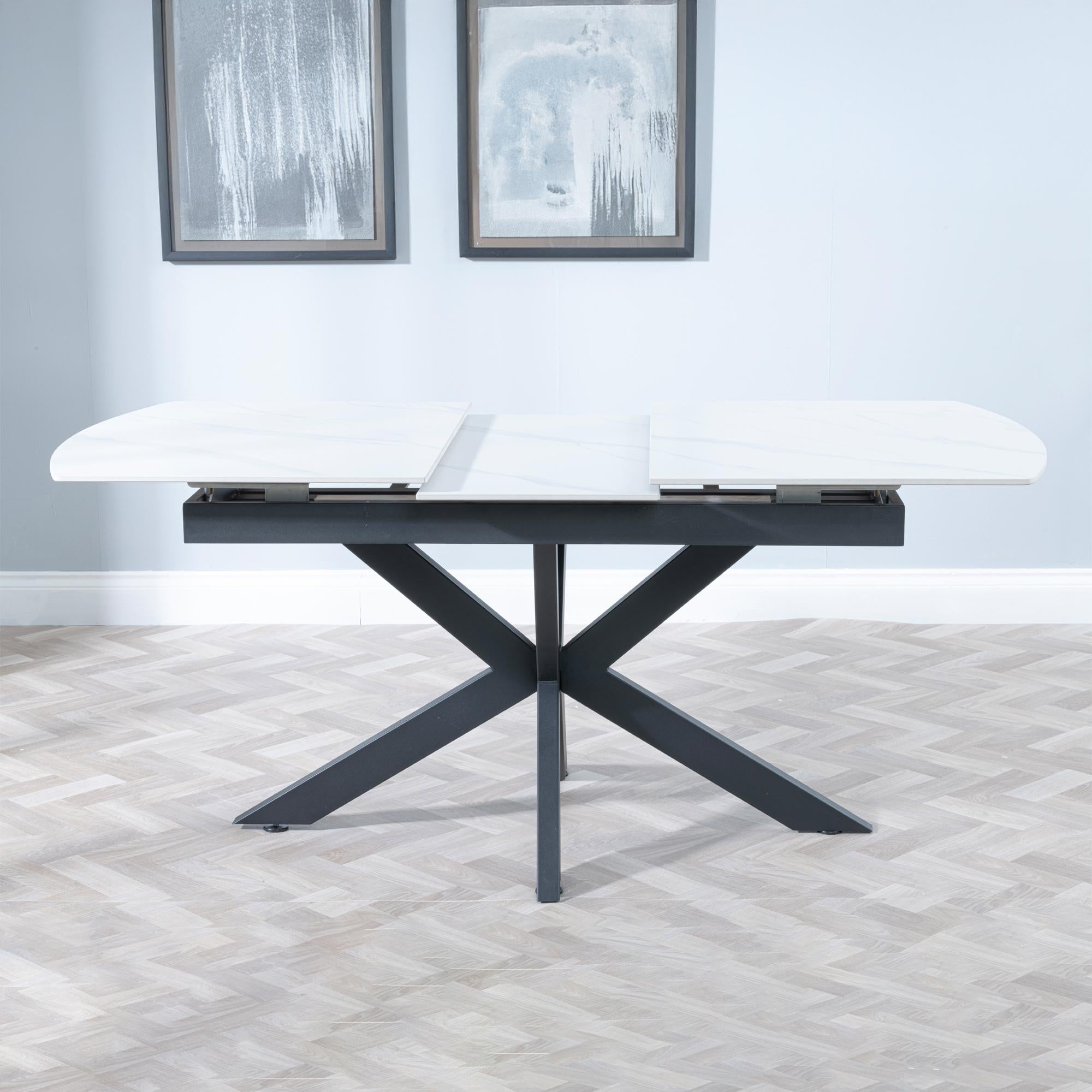 Eva White Sintered Stone Extending Dining Table 140cm-180cm