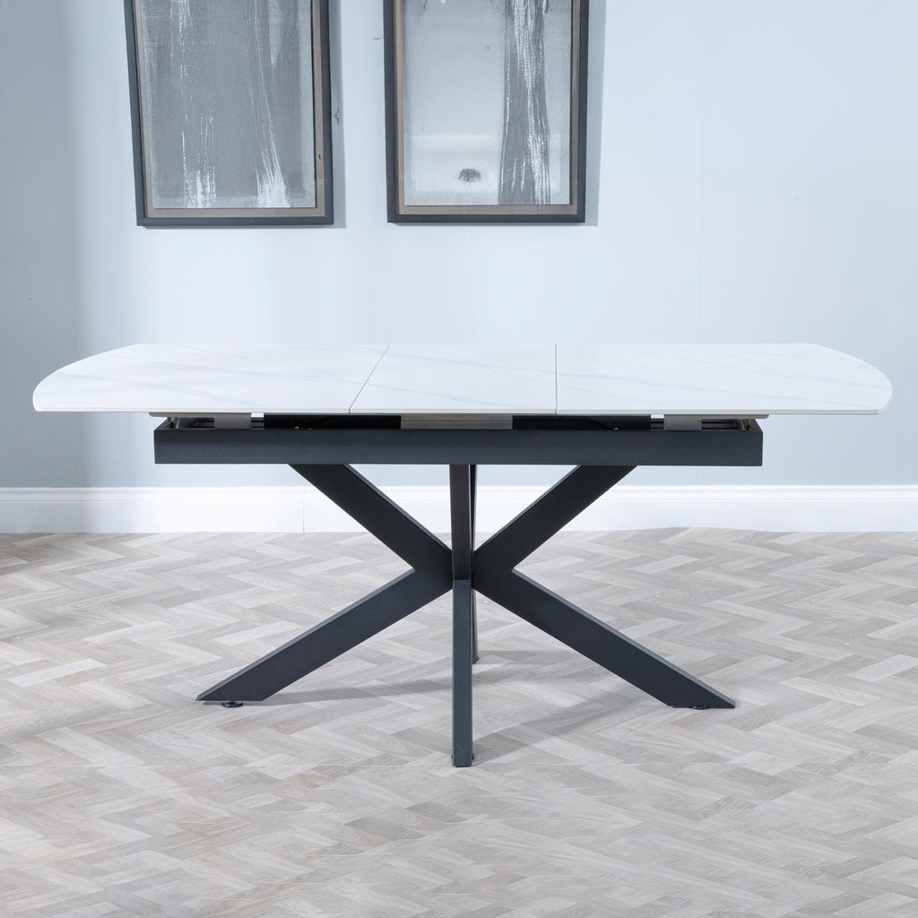 Eva White Sintered Stone Extending Dining Table 140cm-180cm