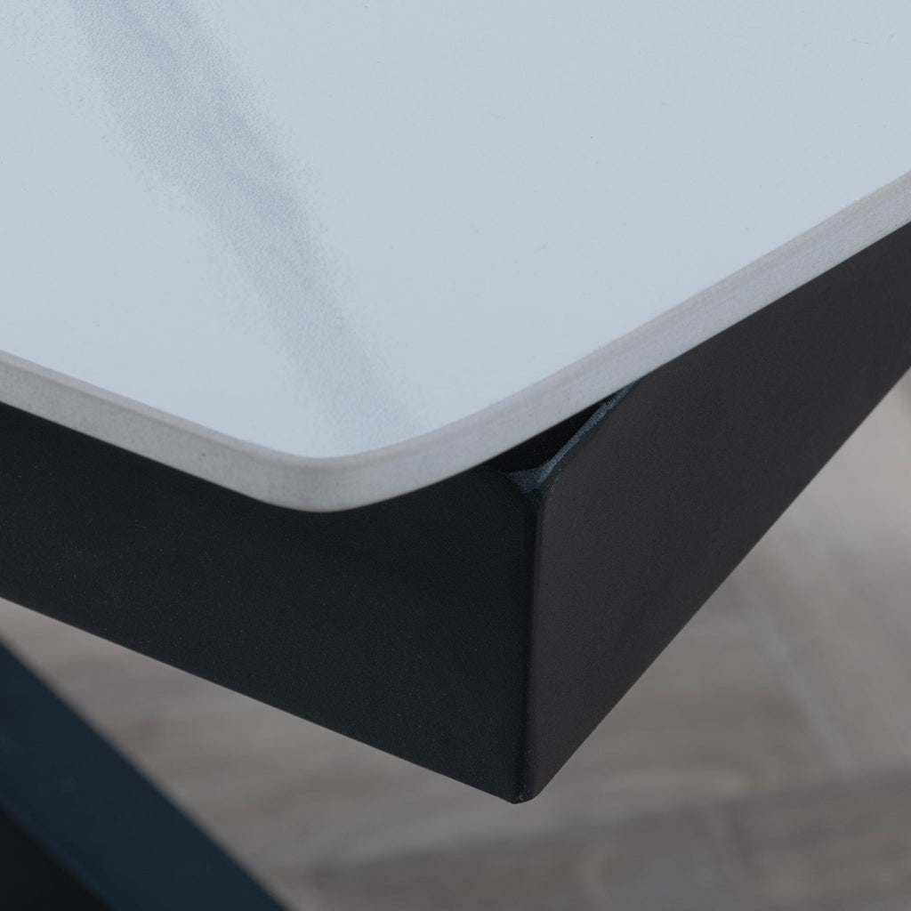 Eva White Sintered Stone Extending Dining Table 140cm-180cm