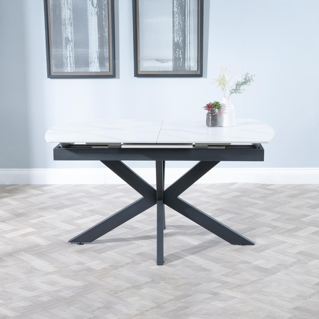 Eva White Sintered Stone Extending Dining Table 140cm-180cm
