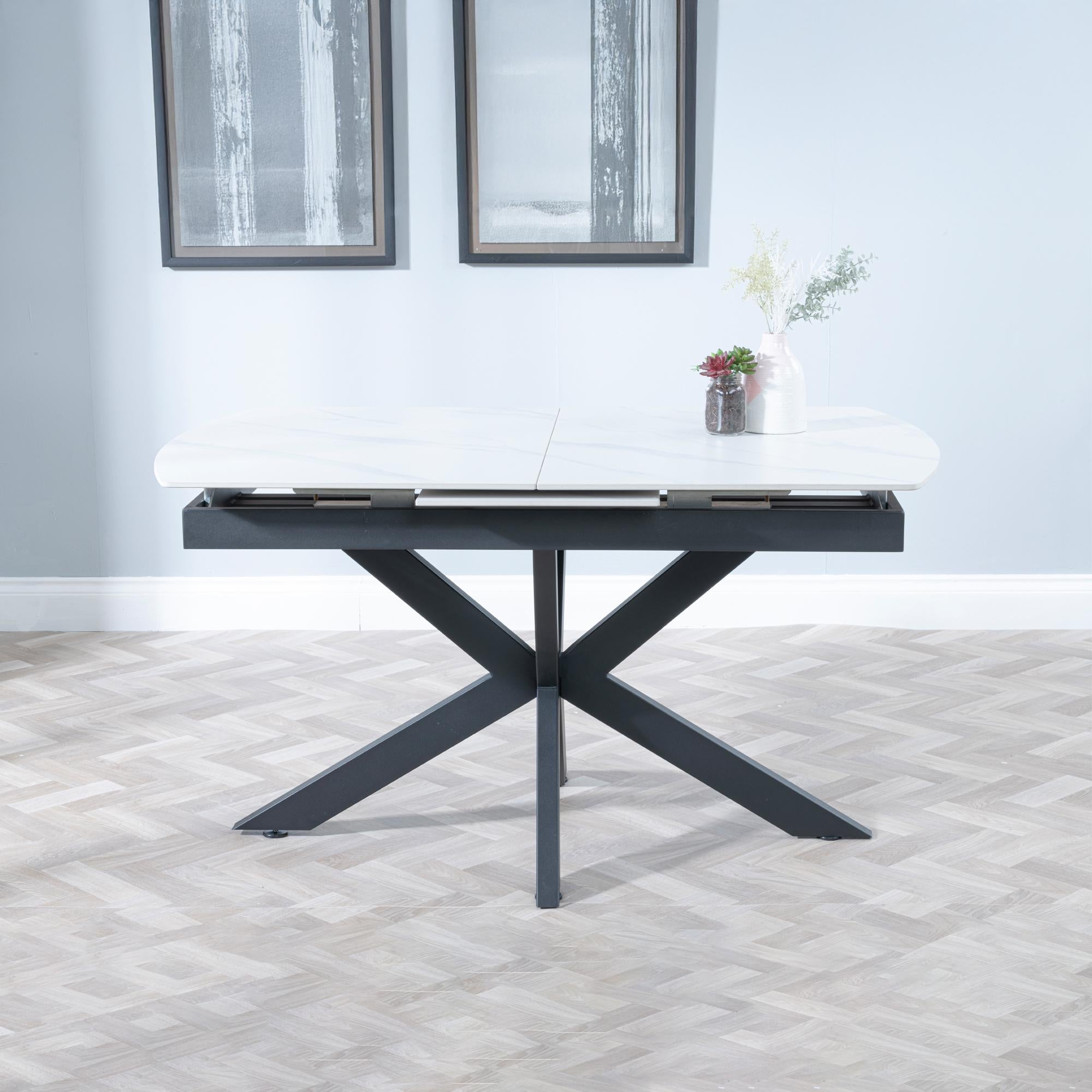 Eva White Sintered Stone Extending Dining Table 140cm-180cm