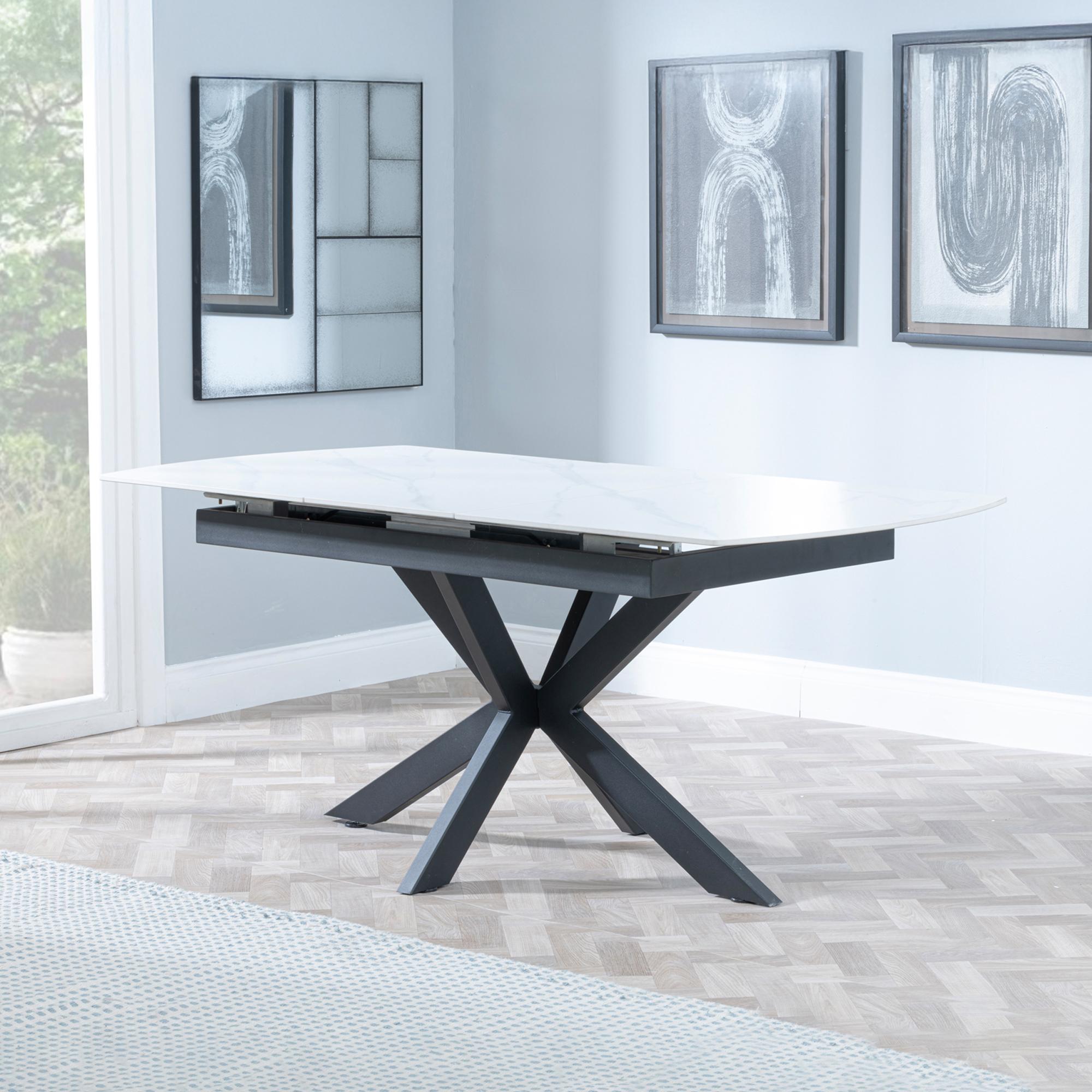 Eva White Sintered Stone Extending Dining Table 140cm-180cm