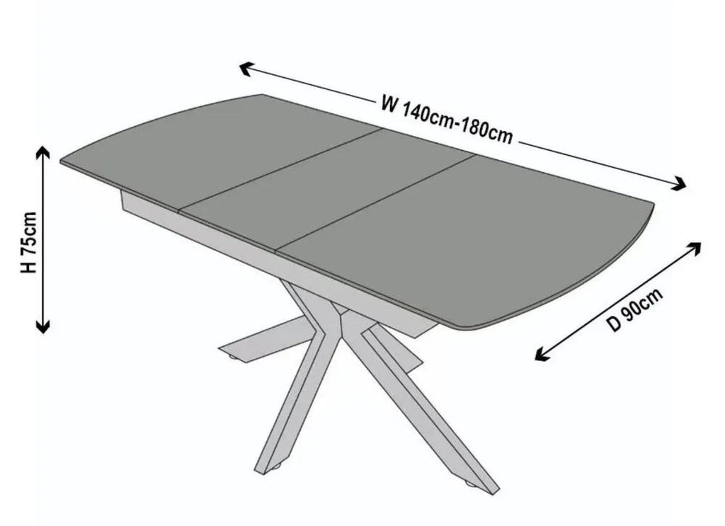 Eva Grey Sintered Stone Extending Dining Table 140cm-180cm