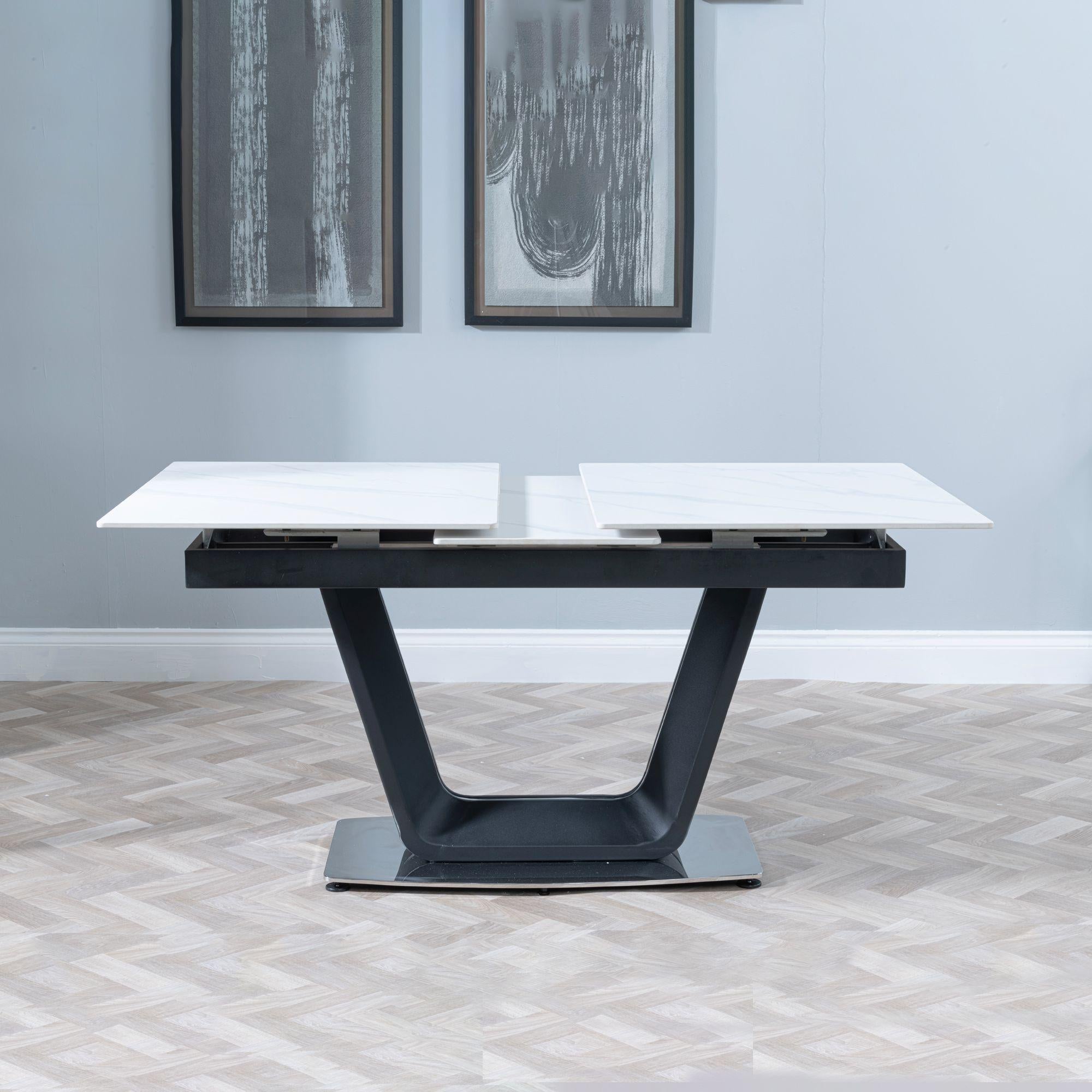 Delta White Sintered Stone Extending Dining Table 140cm-180cm