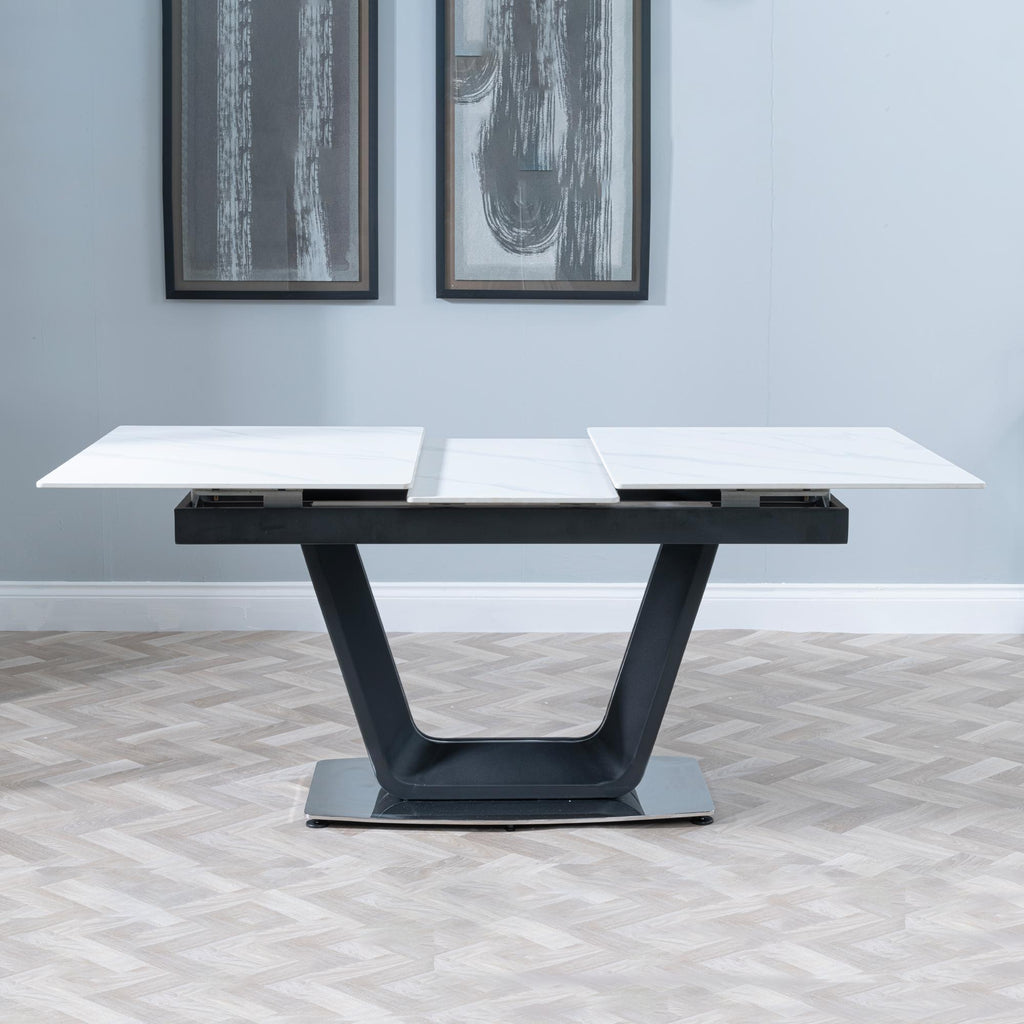 Delta White Sintered Stone Extending Dining Table 140cm-180cm