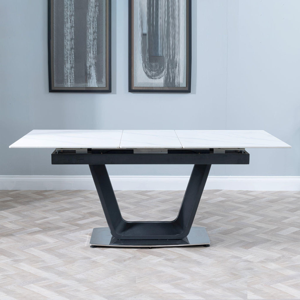 Delta White Sintered Stone Extending Dining Table 140cm-180cm