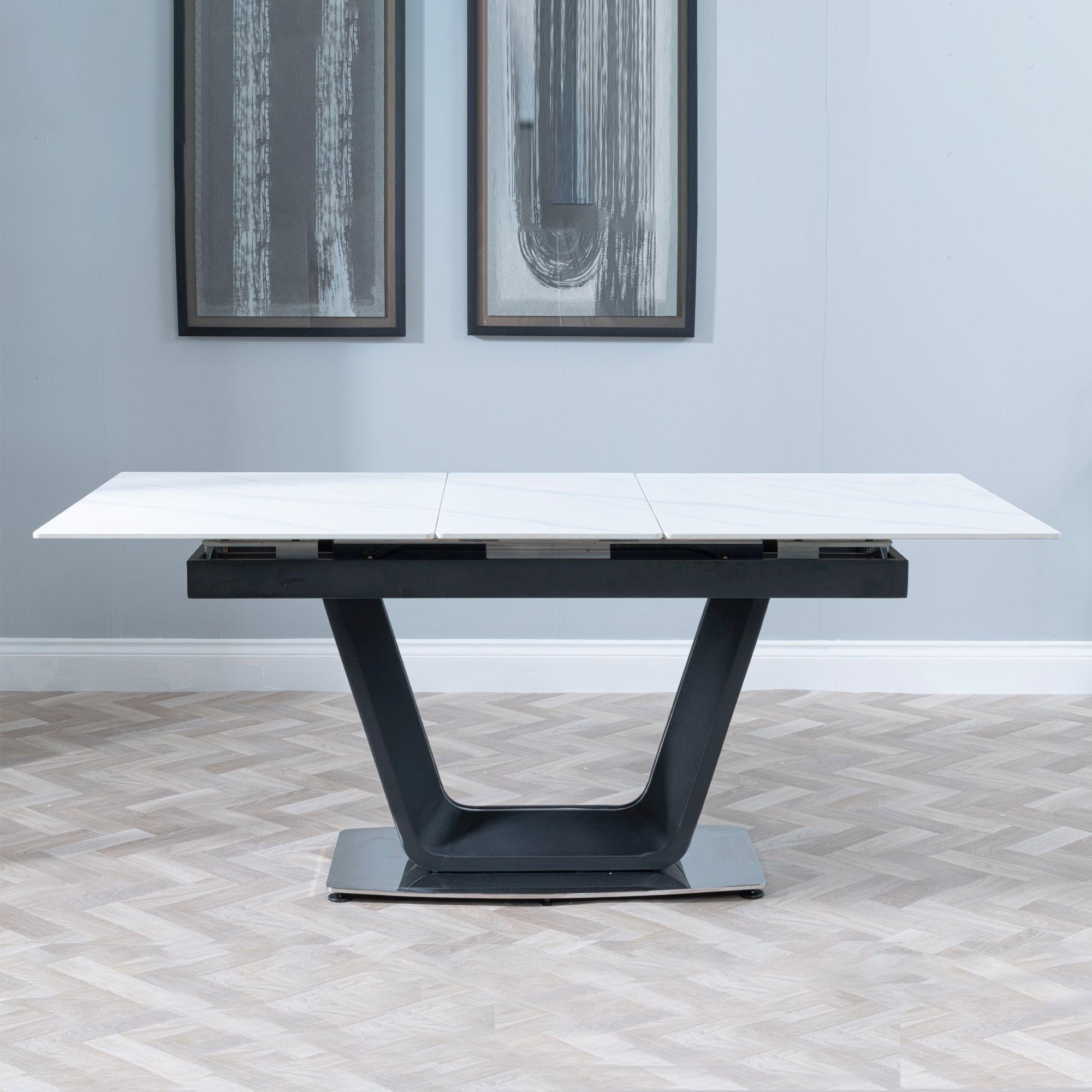 Delta White Sintered Stone Extending Dining Table 140cm-180cm