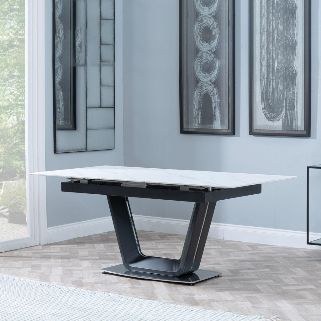 Delta White Sintered Stone Extending Dining Table 140cm-180cm