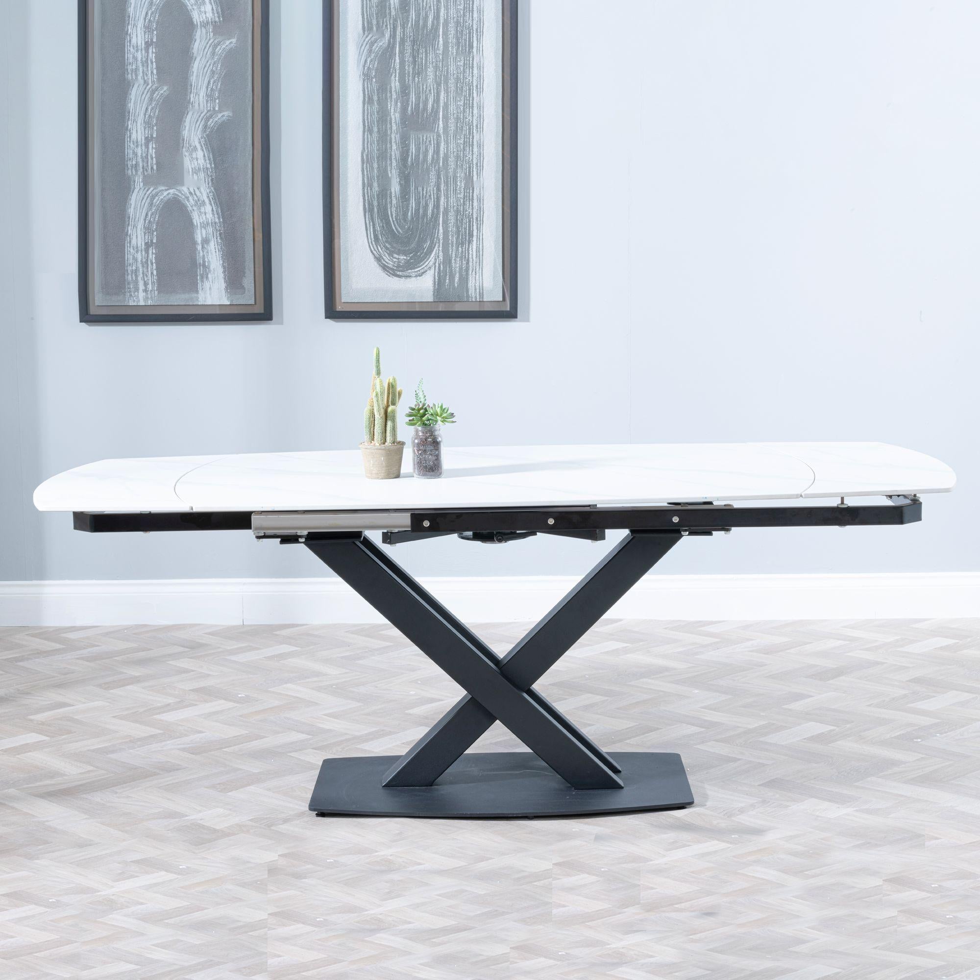 Atlanta White Sintered Stone Extending Dining Table 140cm-200cm