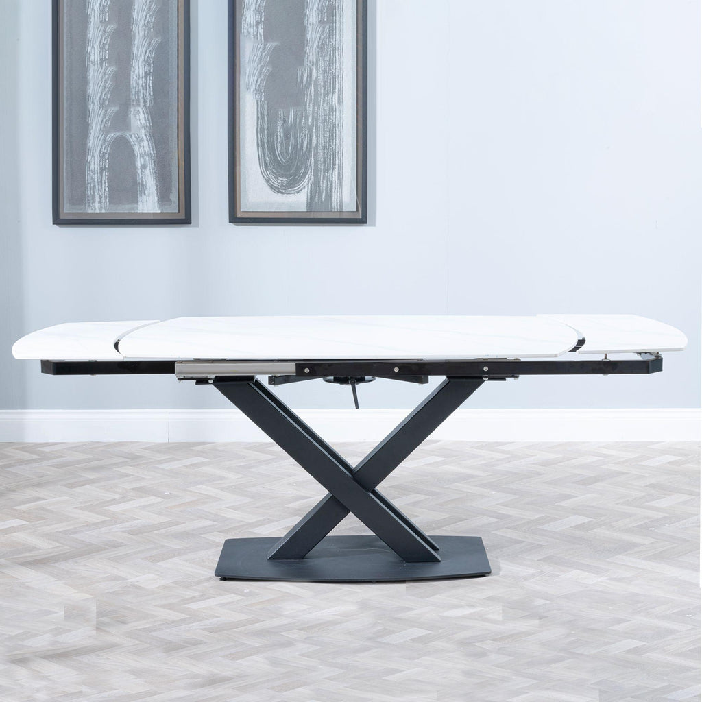 Atlanta White Sintered Stone Extending Dining Table 140cm-200cm