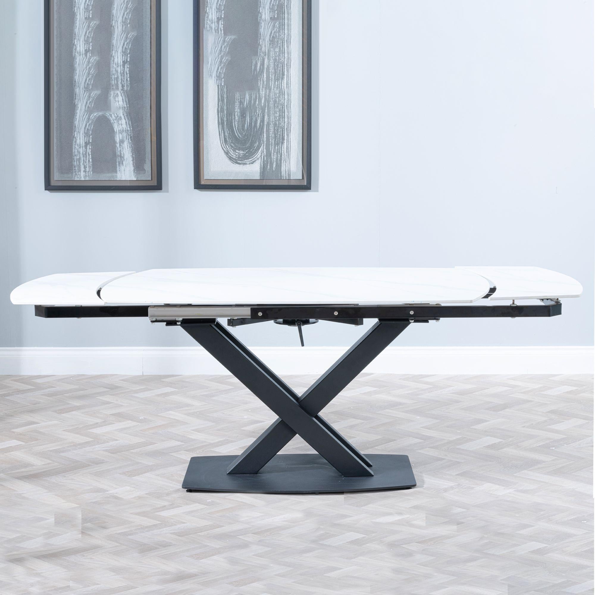 Atlanta White Sintered Stone Extending Dining Table 140cm-200cm
