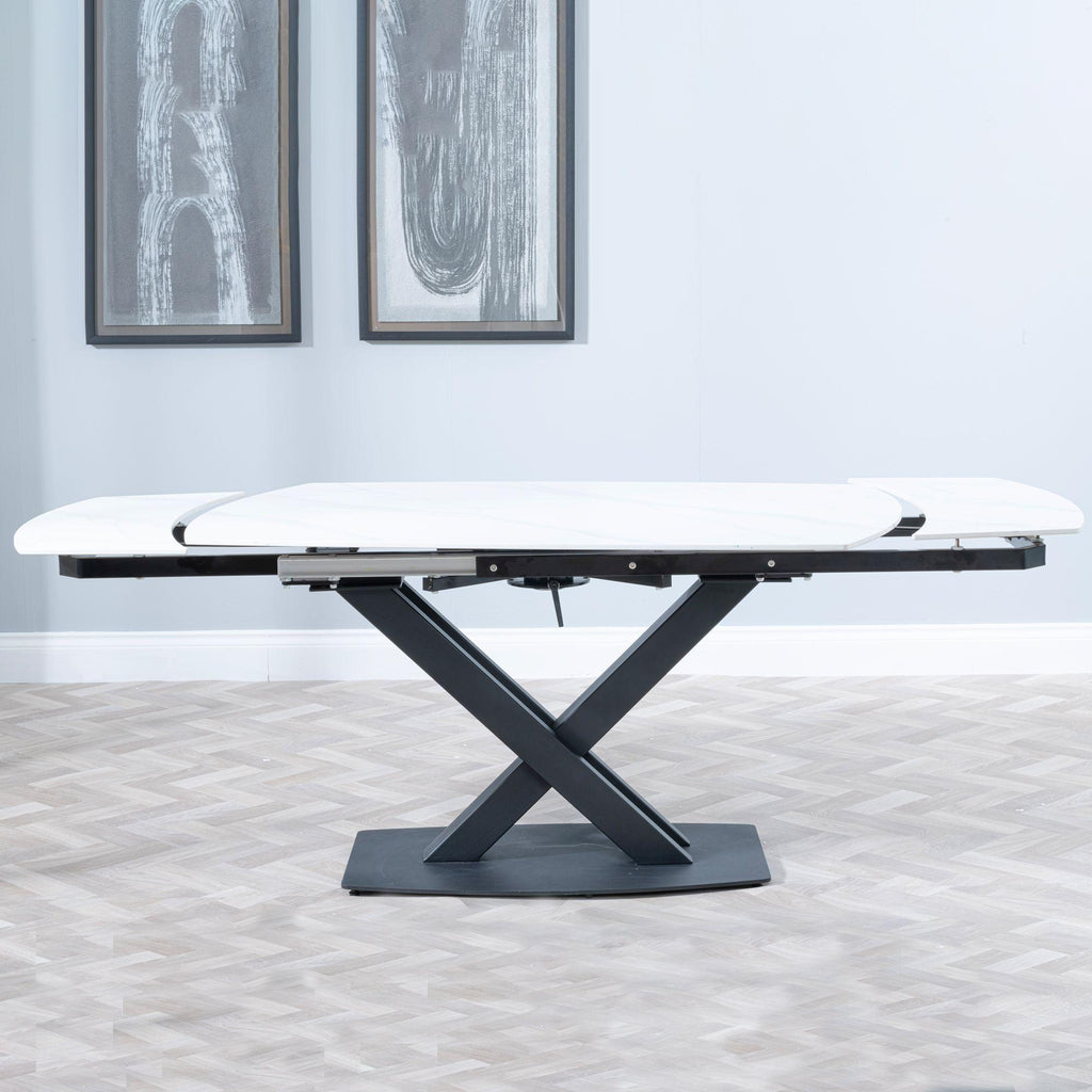 Atlanta White Sintered Stone Extending Dining Table 140cm-200cm