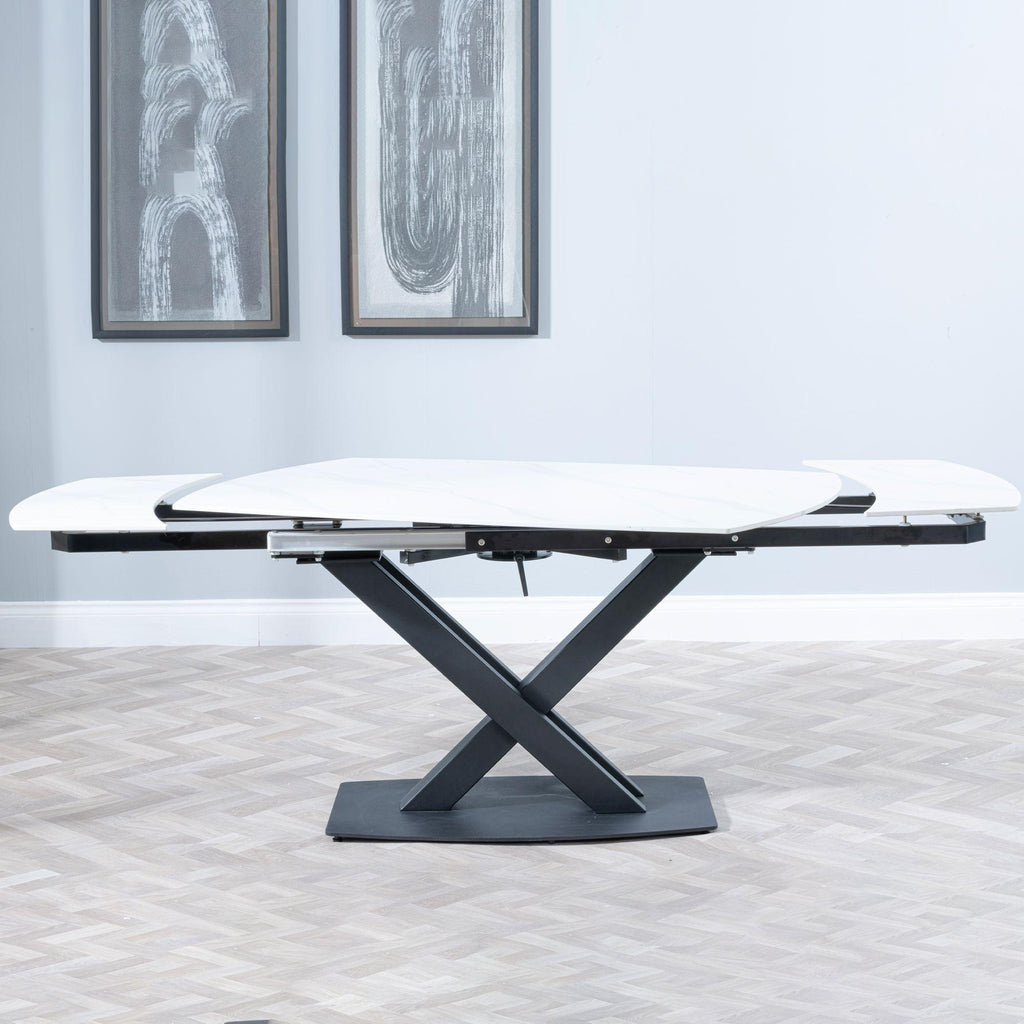 Atlanta White Sintered Stone Extending Dining Table 140cm-200cm
