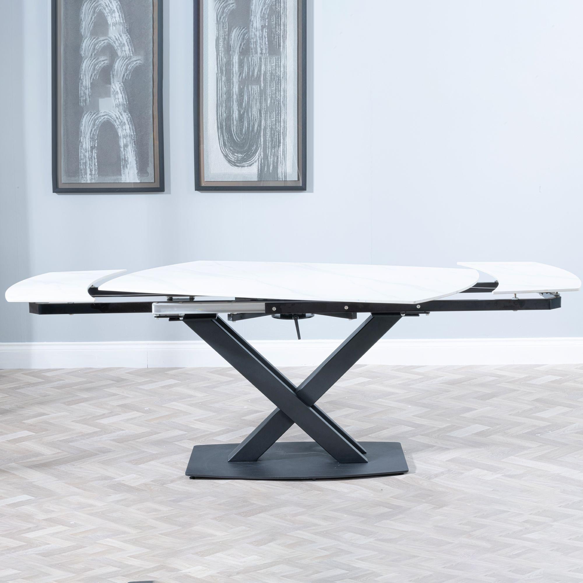 Atlanta White Sintered Stone Extending Dining Table 140cm-200cm