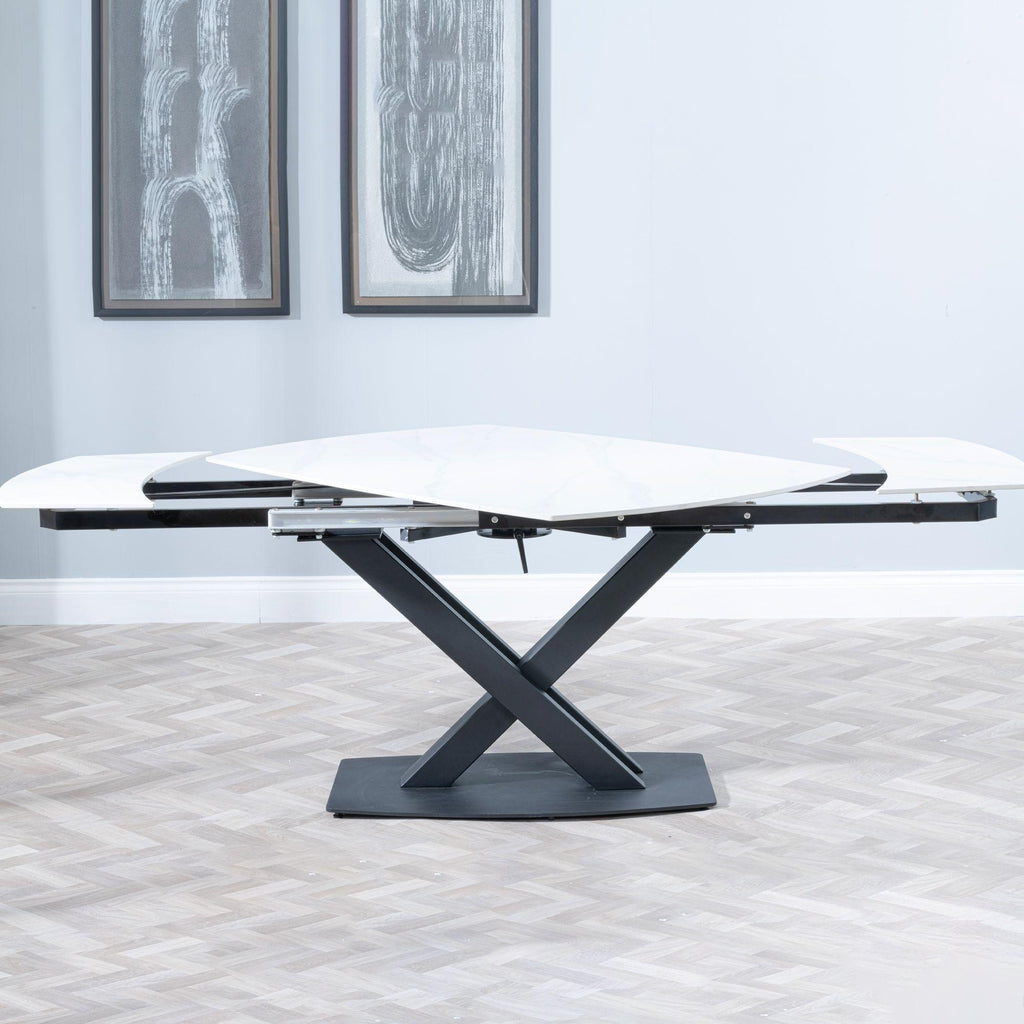 Atlanta White Sintered Stone Extending Dining Table 140cm-200cm
