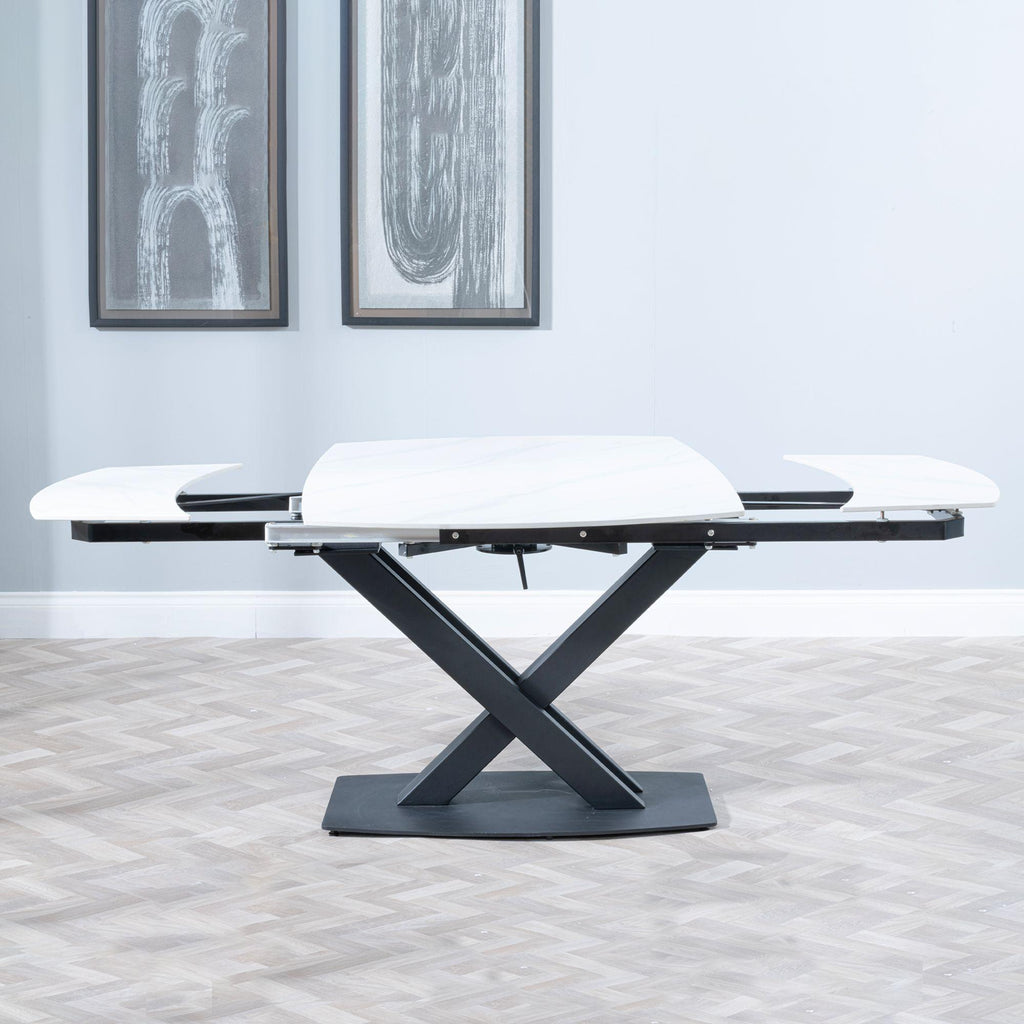 Atlanta White Sintered Stone Extending Dining Table 140cm-200cm